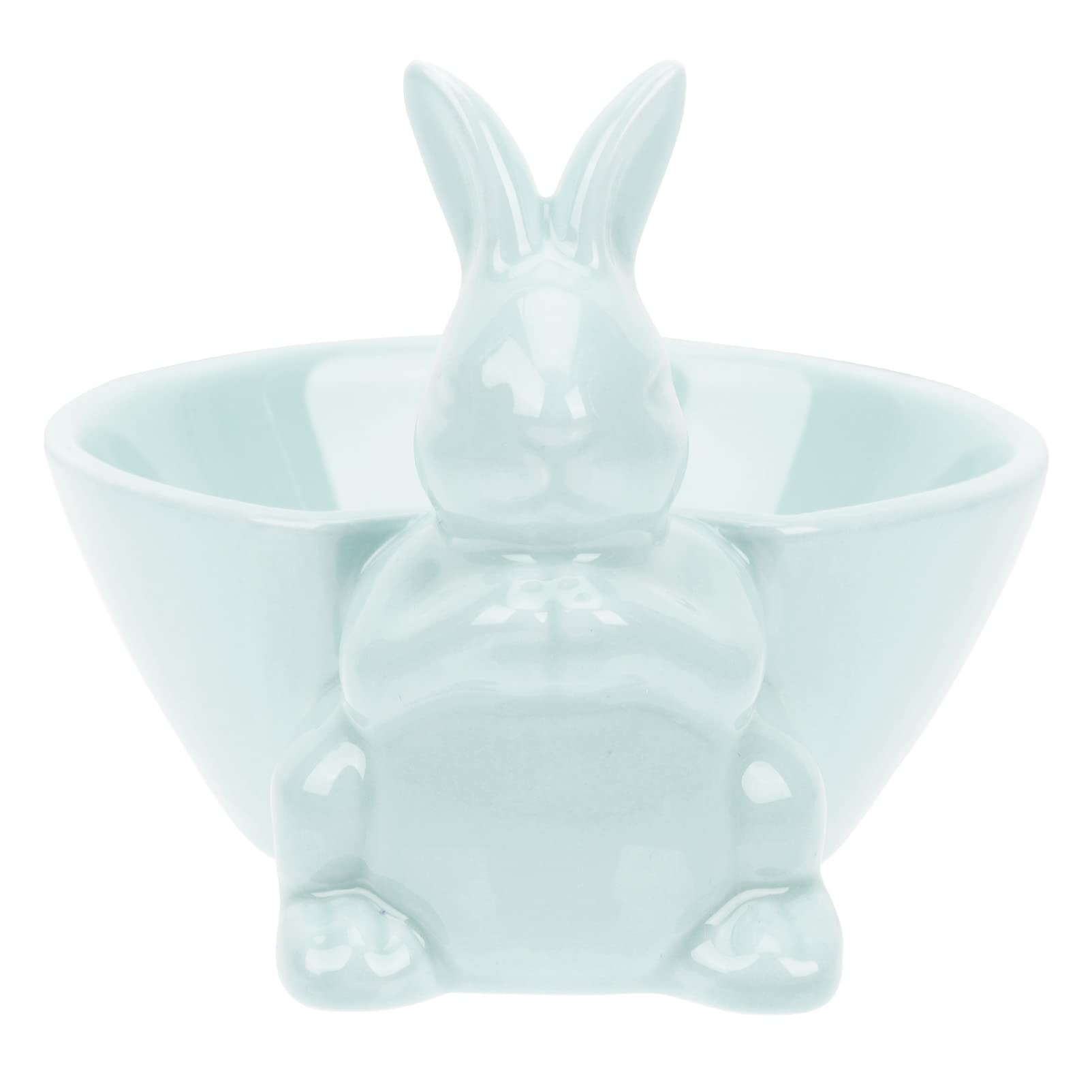 DOITOOL Ceramic Bunny Candy Dish - Easter Rabbit Bowl for Fruit, Snacks, Salad & Desserts - Blue Decorative Serving Bowl for Easter, Parties & Home Decor