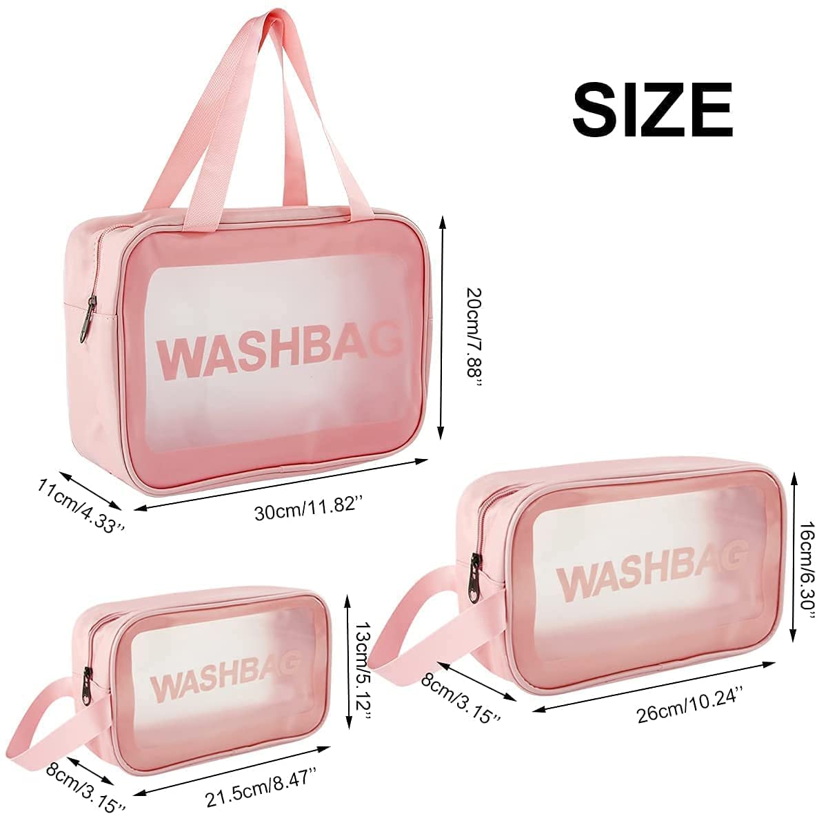 SYGNIUS Waterproof PVC Cosmetic Bag - Travel Makeup Organizer for Toiletries, Brushes & Accessories | Portable Zippered Makeup Pouch for Home, Gym & Vacation (Pink) - Perfect for Daily Use, Travel Essentials & On-The-Go Touch Ups