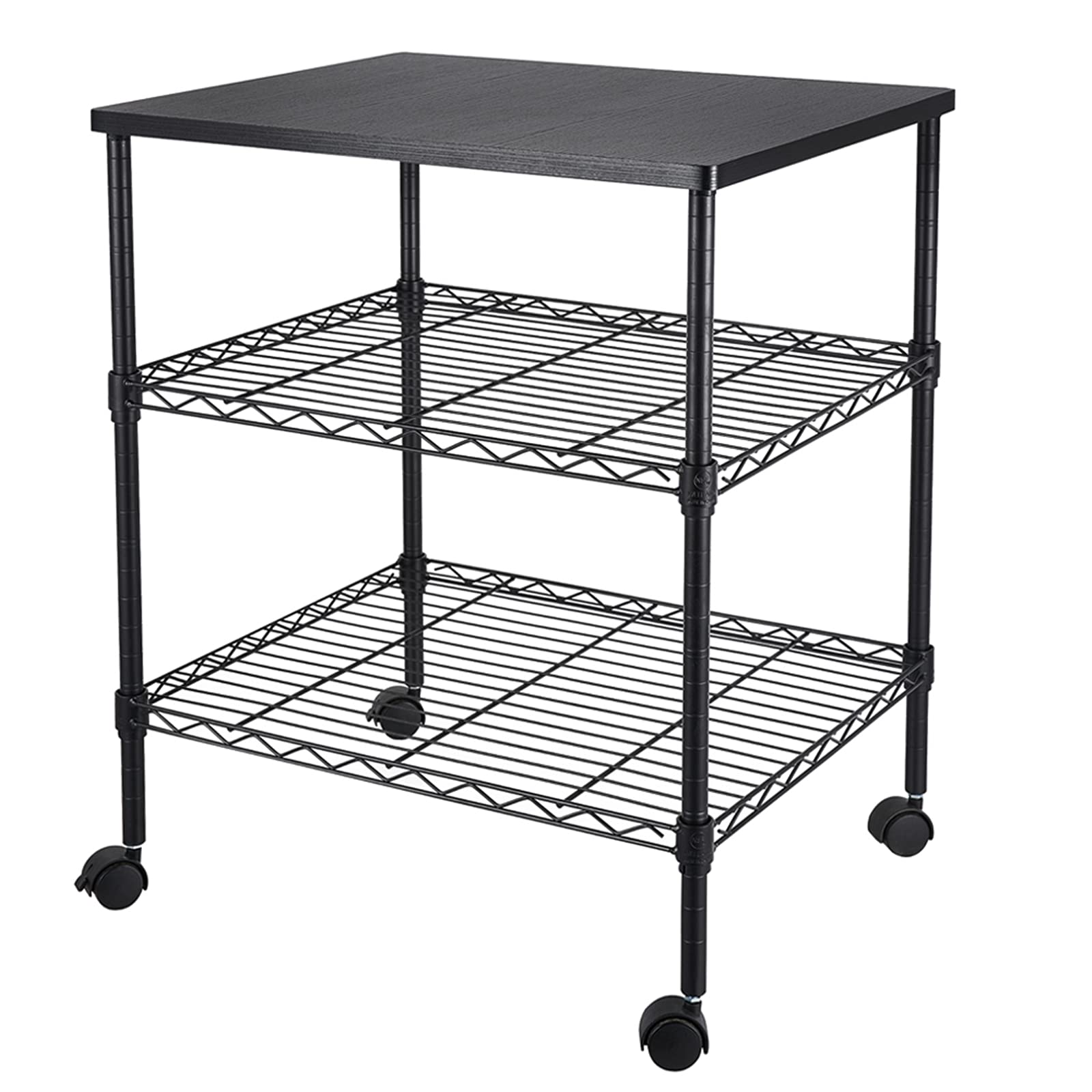 Savins 3-Tier Rolling Utility Cart - Heavy Duty Mobile Printer Stand, Microwave Kitchen Cart with Wheels for Office, Home & Dorm Organization