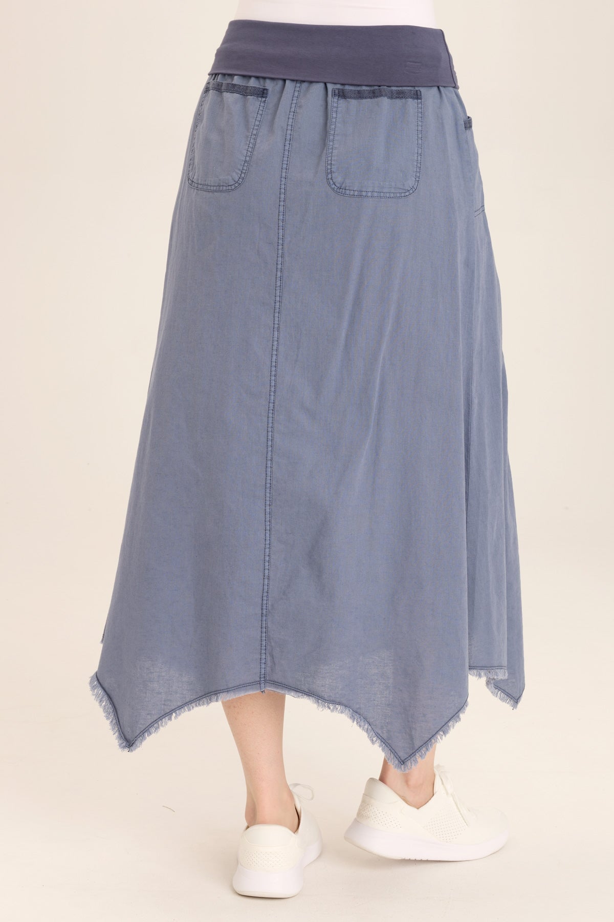 Boho Linen Maxi Skirt with Sharkbite Hem - Flowy Beach Skirt for Women, Summer Vacation & Music Festival Outfits