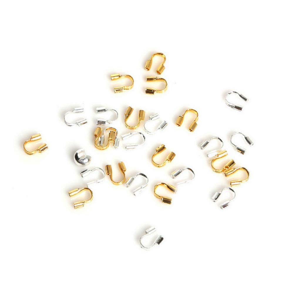 AKOAK 500-Piece Jewelry Wire Protectors Set - 250 Gold & 250 Silver Wire Guards for Beading, Bracelets, Necklaces - DIY Jewelry Making Supplies for Earrings, Charms, and Pendants