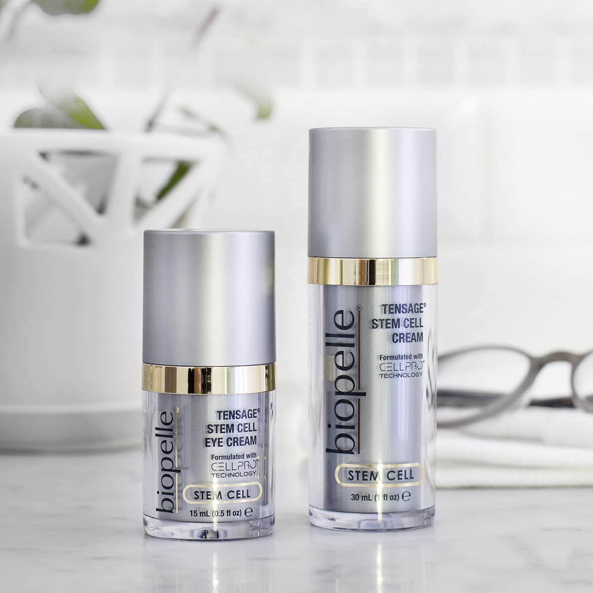Biopelle Tensage Stem Cell Eye Cream - Anti-Aging Under-Eye Treatment with Cell-Pro Technology, 0.5 Oz - Reduces Dark Circles & Wrinkles for Brighter, Youthful Eyes | Day & Night Use
