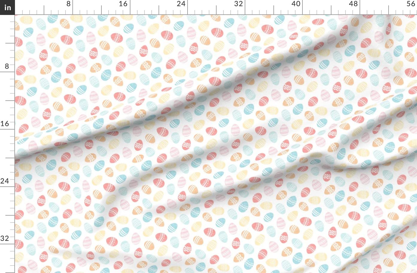 Easter Eggs Pastel Cute Printed Denim Fabric by The Yard - Bottomweight Cotton Material for Apparel, Home Decor & Upholstery - Perfect for DIY Easter Crafts, Spring Dresses & Home Decoration Projects
