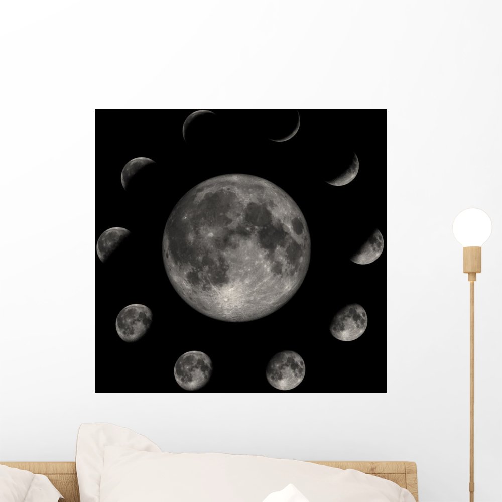 Wallmonkeys Moon Phases Peel and Stick Wall Decal - 18x18 Inches Removable Wall Art for Nursery, Bedroom & Home Decor | Easy to Apply & Reposition