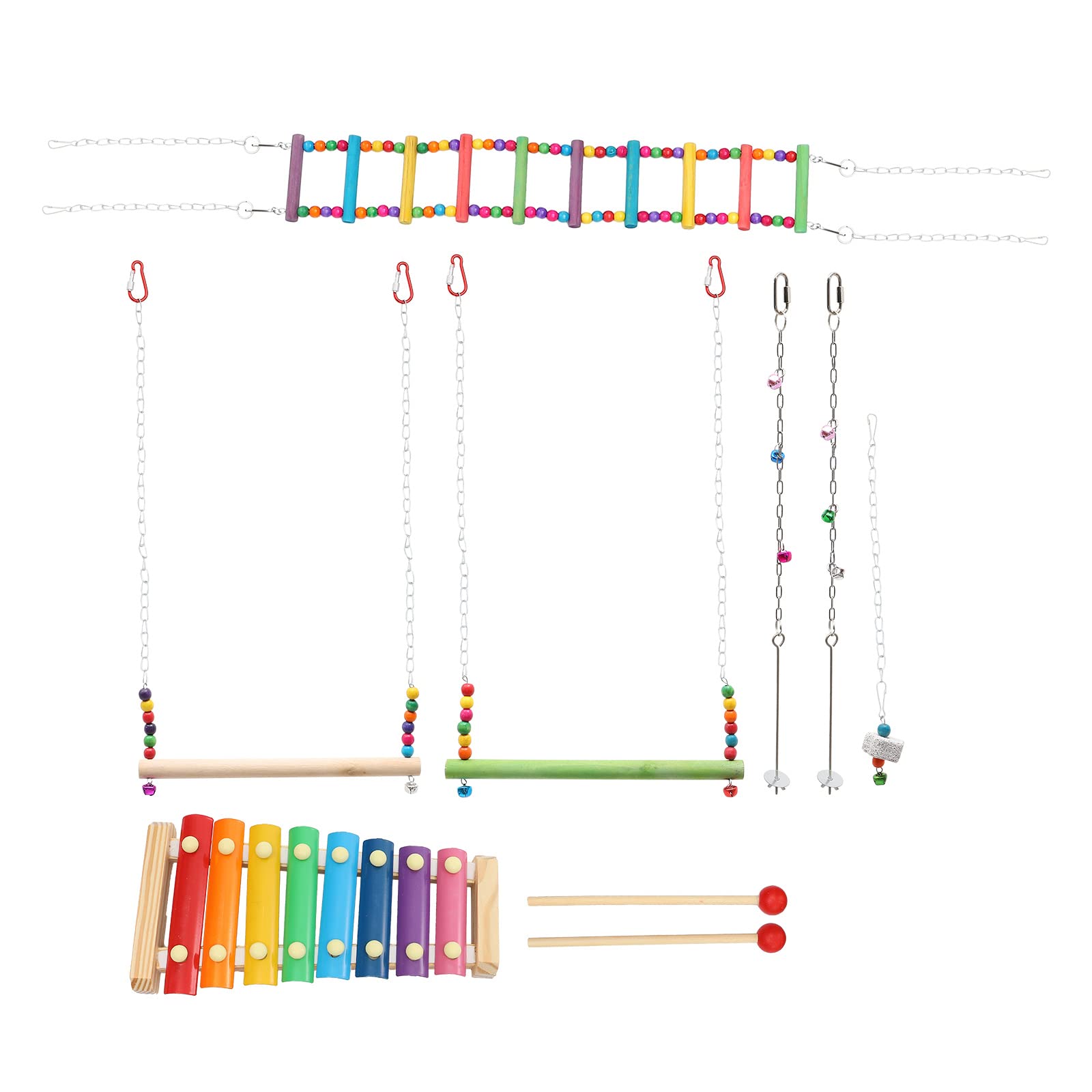 LUOZZY Bird Parrot Toys - Hanging Swing, Chewing & Standing Plaything for Macaws, Parakeets, Cockatiels | Cage Accessories for Mental Stimulation & Exercise | Perfect for Playtime & Relaxation in Bird Cages