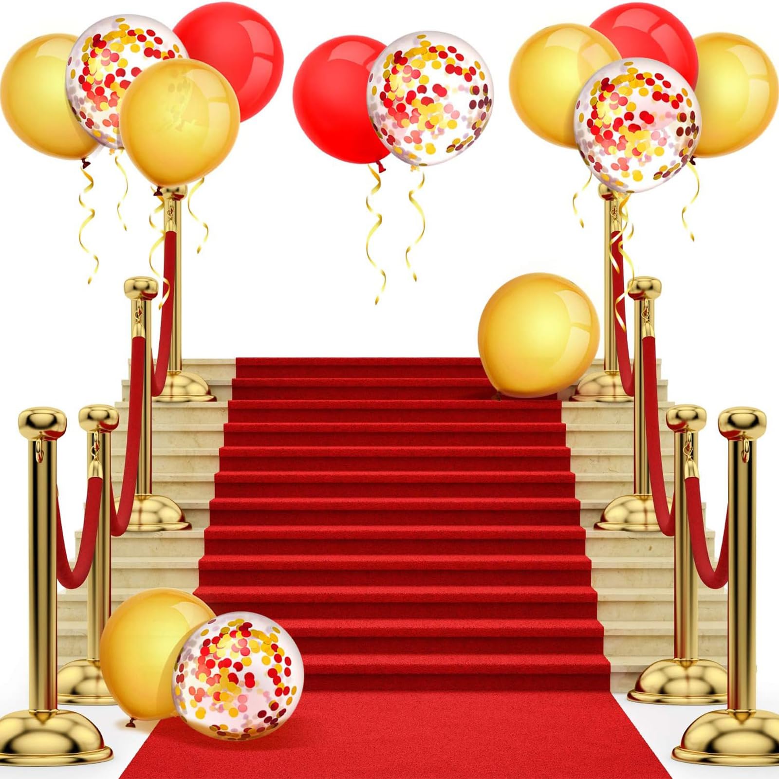 TecUnite 80 Pcs Red Gold Confetti Balloons 12 Inch - Wedding, Baby Shower, Birthday Party Decorations - Perfect for Party Arches, Backdrops & Event Decor