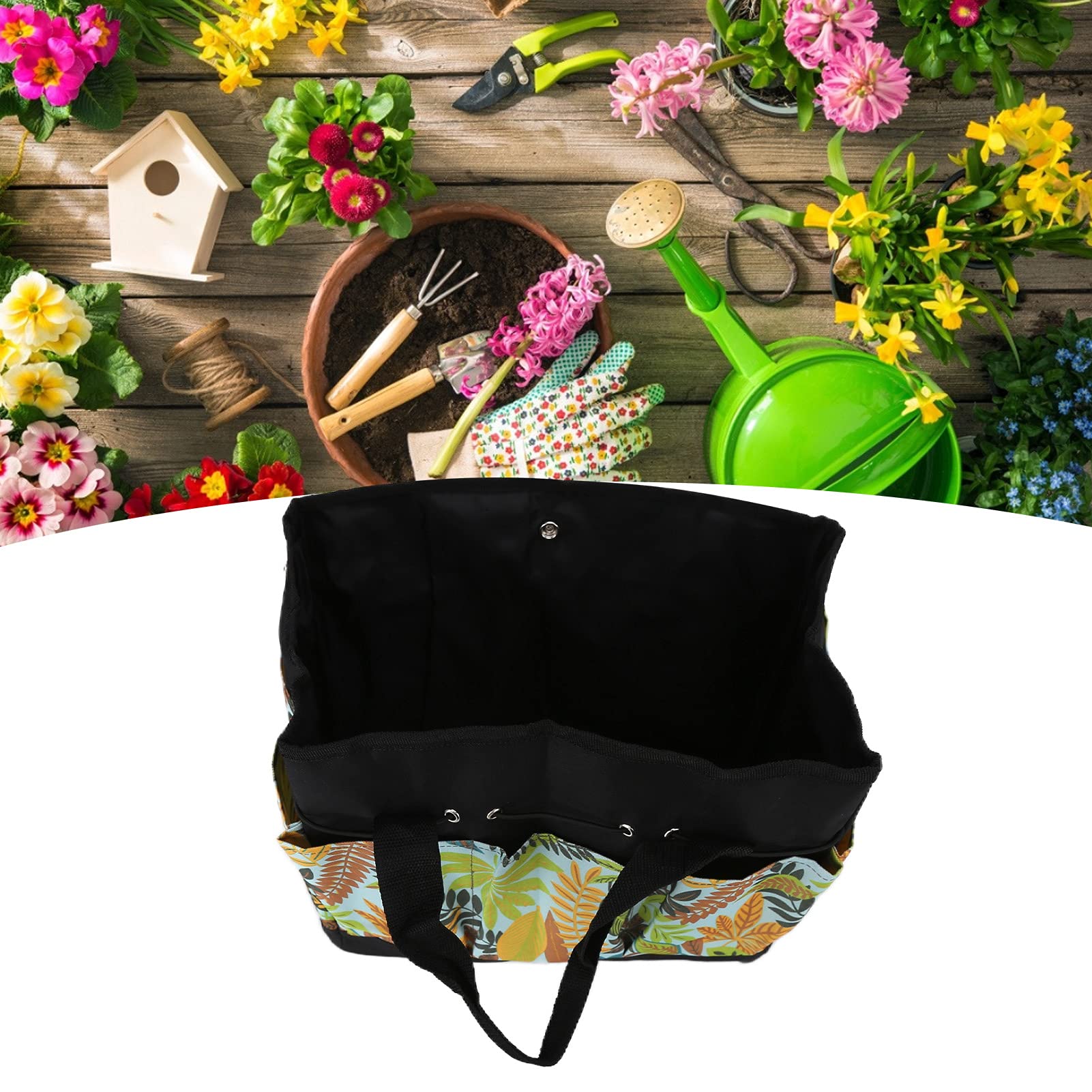 **Flower Print Garden Tool Bag - Multifunctional Portable Gardening Storage Tote with Pockets - Perfect for Organizing Tools, Seeds & Supplies (Ideal for Home Gardeners & Landscaping)**