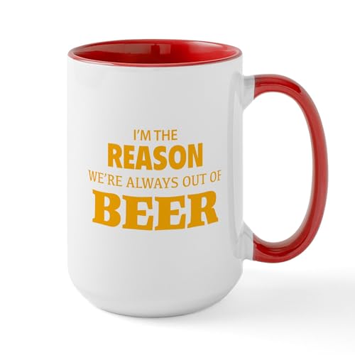 White/Red Inside - Beer Large Mug