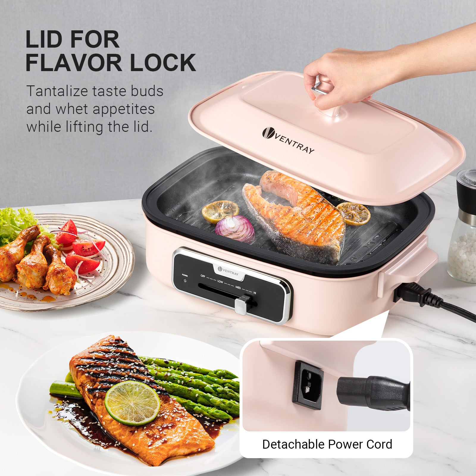 Classic 2.0 Indoor Electric Grill with Deep Fryer & Steamer - Perfect for Home Cooking, Healthy Meals & Family Gatherings