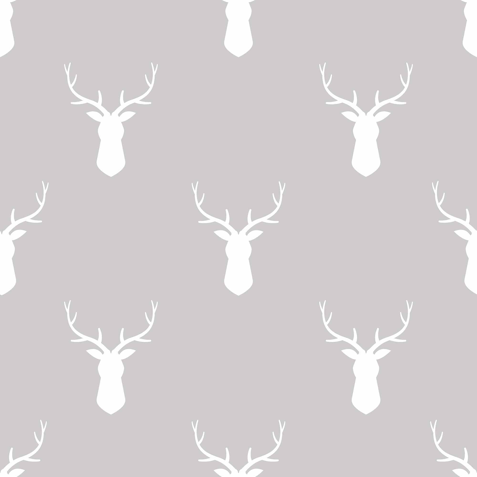 Grey Reindeer Peel and Stick Removable Wallpaper 8266 - Self-Adhesive Holiday Decoration for Bedroom, Nursery, and Living Room Walls - Perfect for Christmas Home Decor