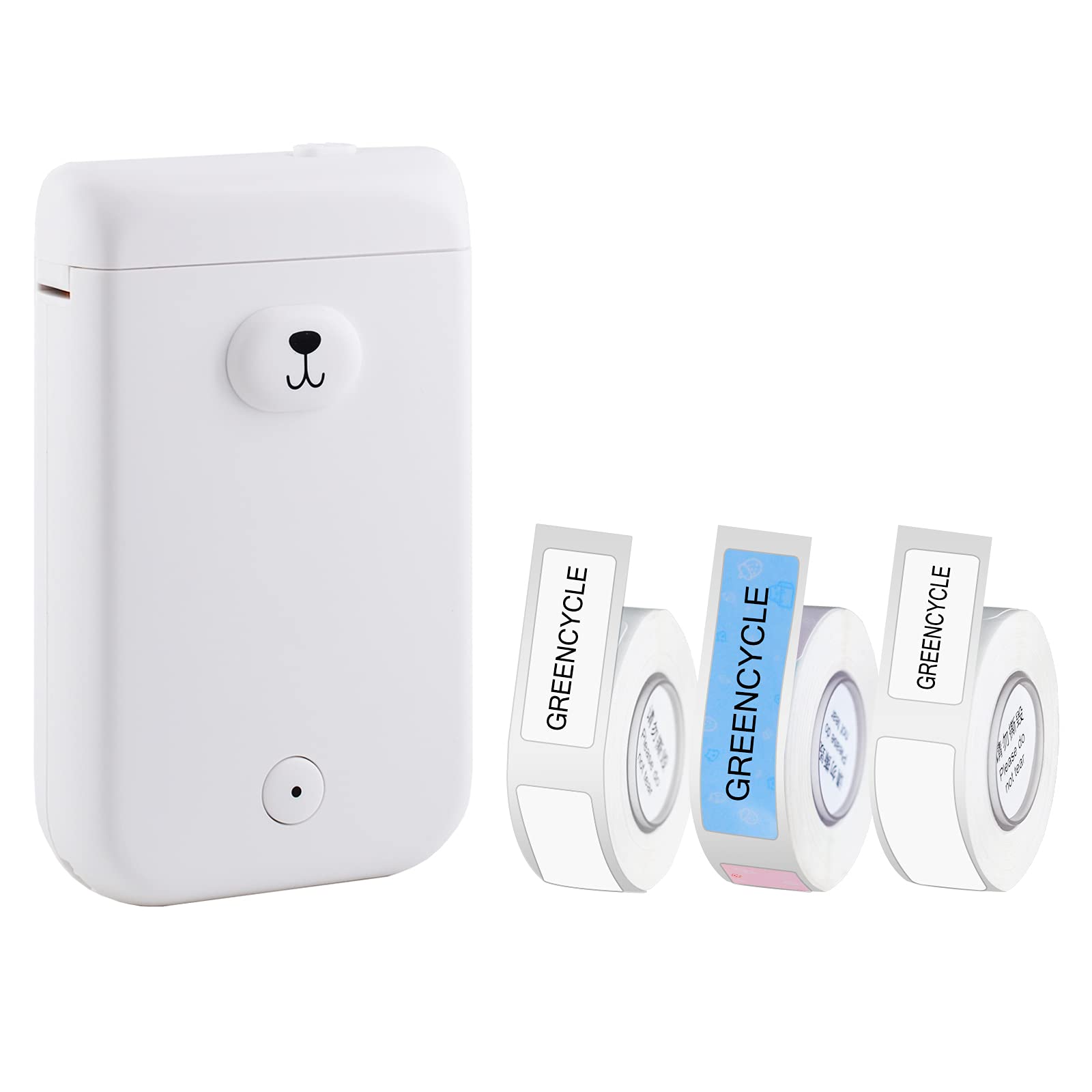 GREENCYCLE D30S Wireless Bluetooth Thermal Label Printer - Portable Handheld Sticker Maker for Shipping, Organizing & Inventory - Compatible with Android & iOS - Includes 3 Label Rolls (White)