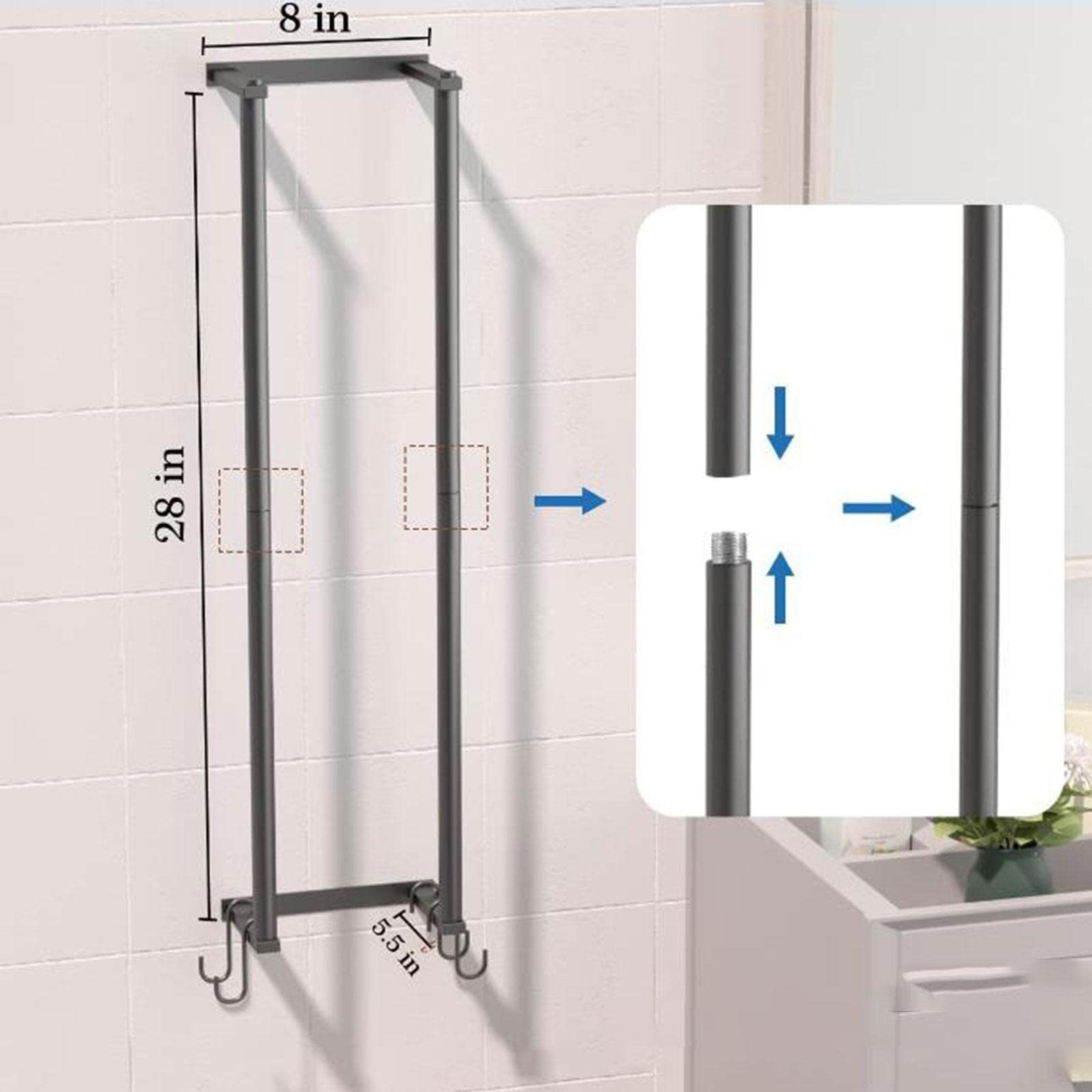 CALANDIS® Metal Towel Rack with Hooks - Bathroom Wall Mounted Towel Holder for Home, Spa & Gym - Rustproof & Space Saving Storage Solution