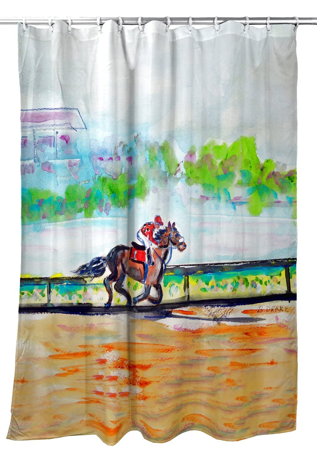 Betsy Drake Inside Track Waterproof Shower Curtain - Stylish Bathroom Decor for Modern Homes | Perfect for Bathrooms, Dorms, and Apartments