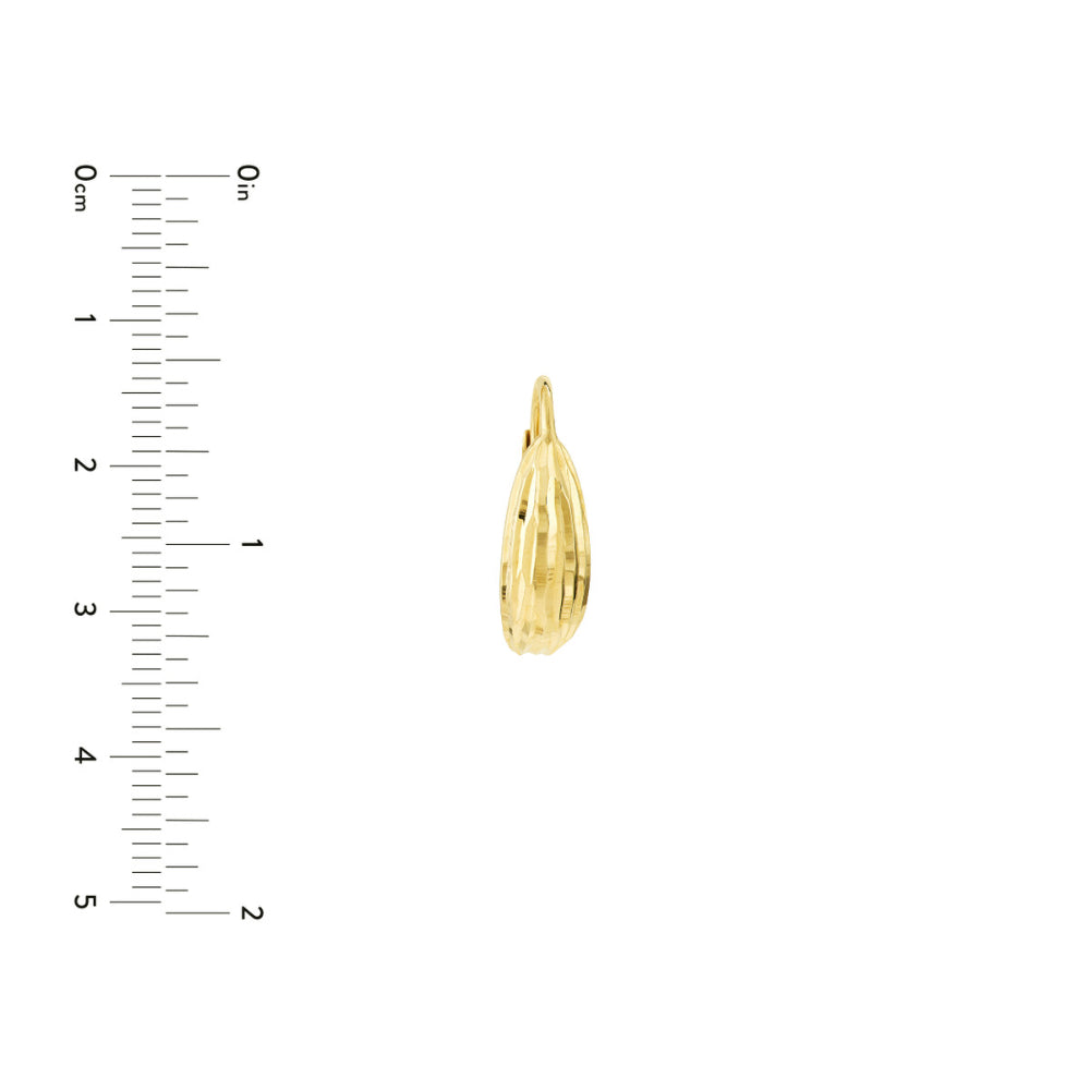 14K Yellow Gold Diamond Cut Curve Earrings for Women – Elegant Dangle Hoop Earrings for Party, Wedding & Everyday Wear