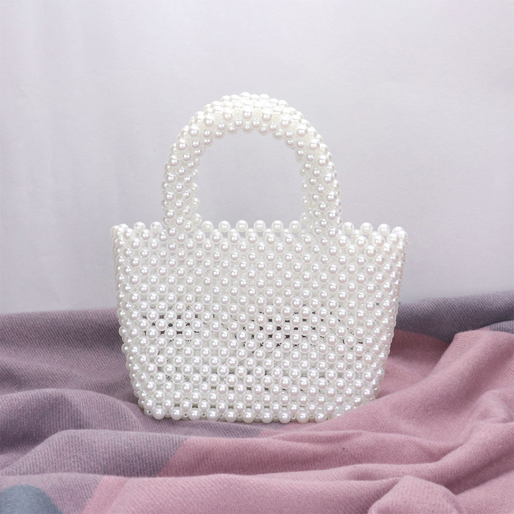 Stylish White Pearl Tote Bag for Women - Fashionable & Durable Handbag for Work, Travel & Everyday Use