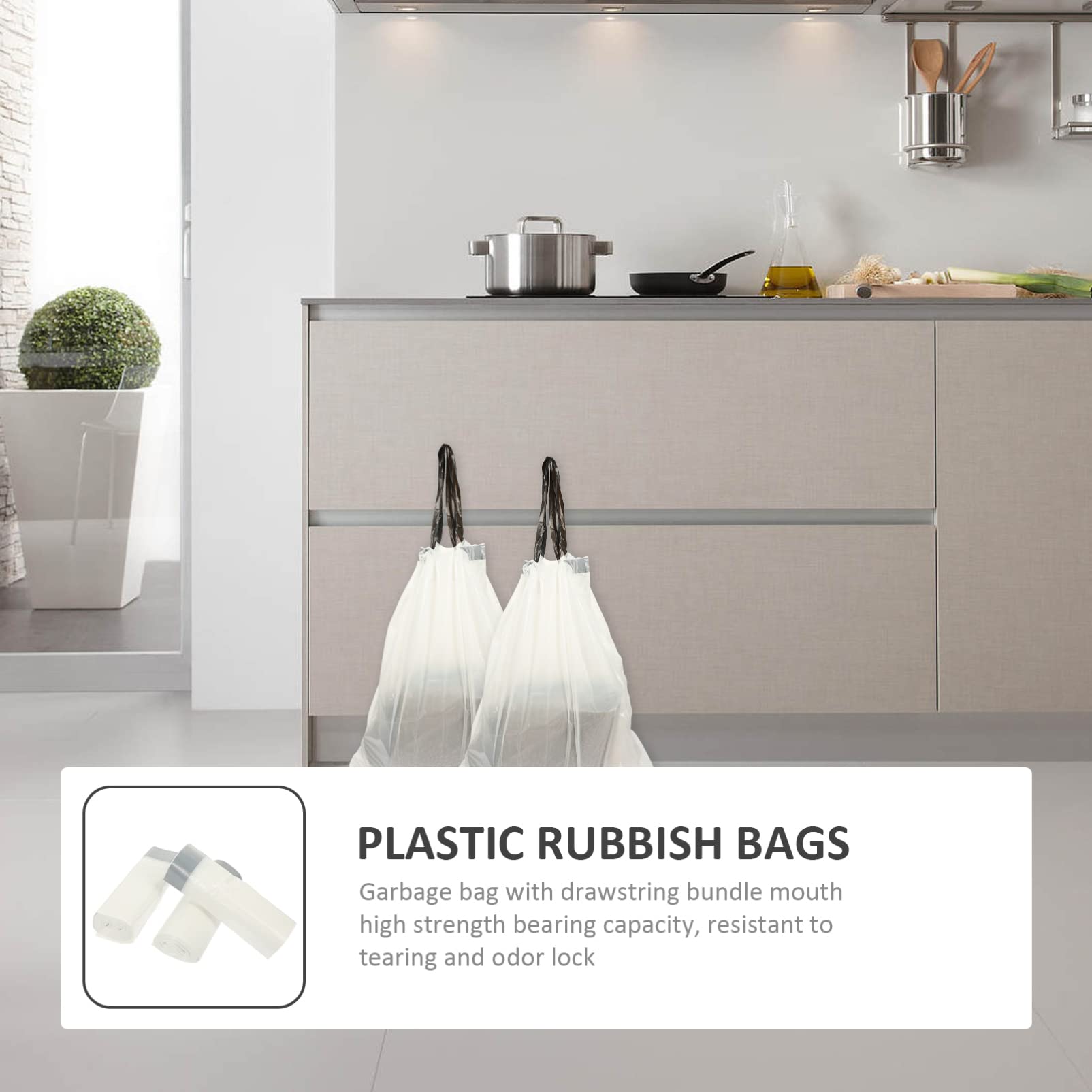 60pcs 4 Gallon Drawstring Trash Bags - Household Garbage Storage for Kitchen & Bathroom