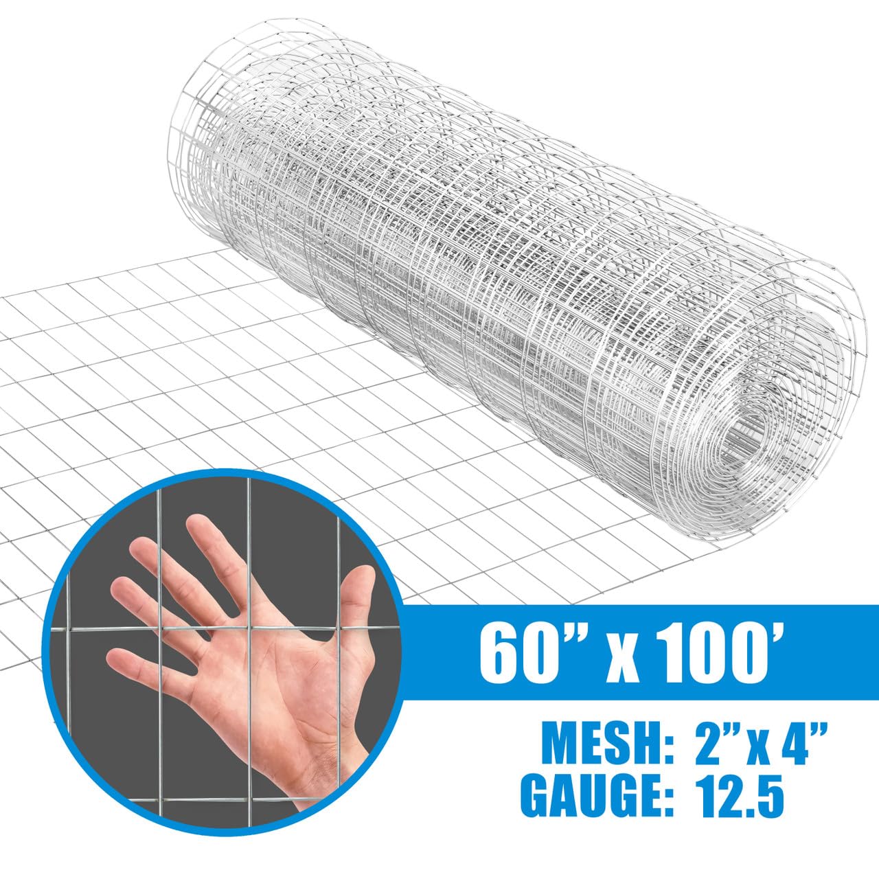 Galvanized Welded Wire Fence Roll - 12.5 Gauge, 2