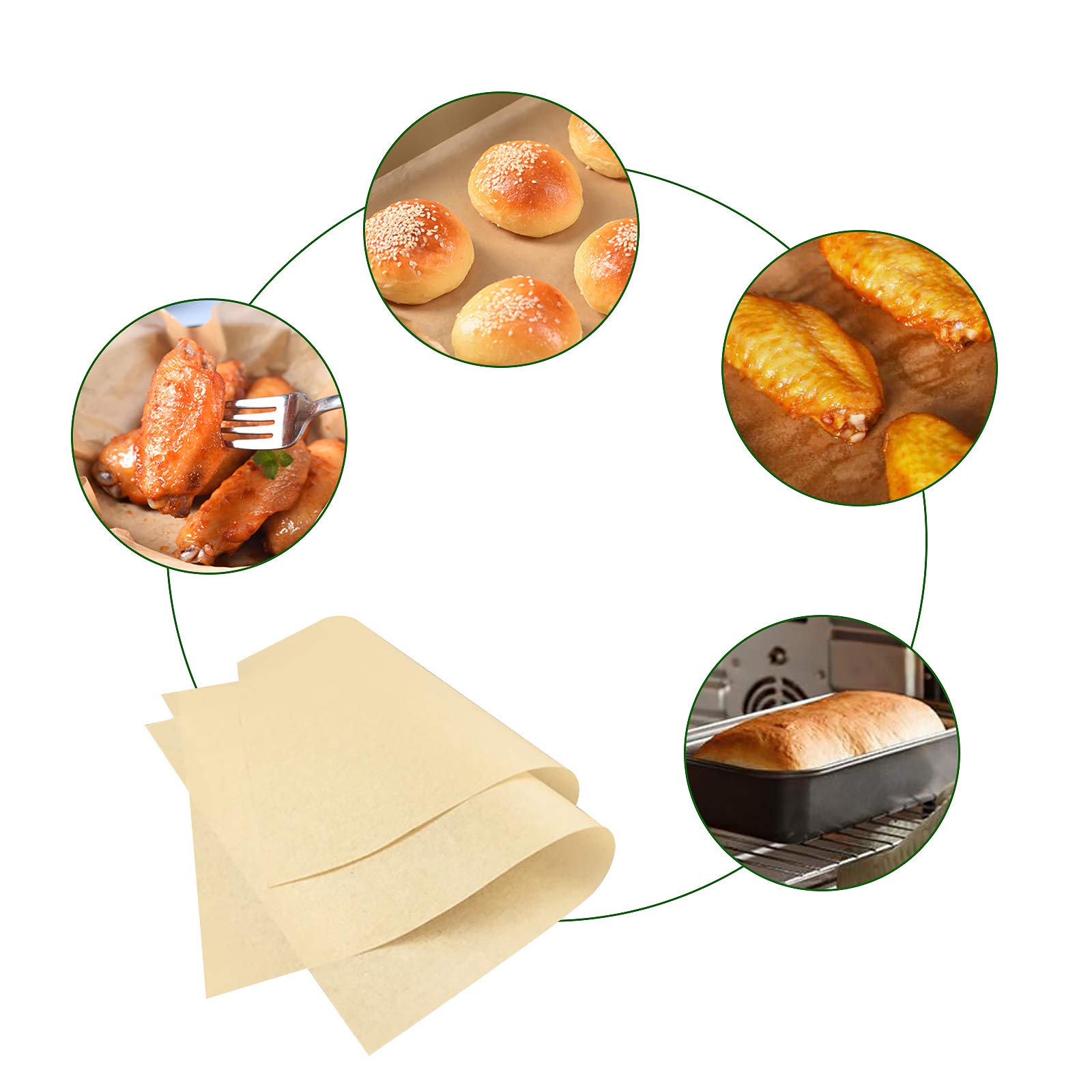 7.5x11.5 Inches Unbleached Parchment Paper Sheets - 100-Pack Non-Stick Baking Paper for Cooking, Grilling, Steaming & Air Frying | Perfect for Cookies, Hamburgers, Pans & More | Eco-Friendly Kitchen Essential