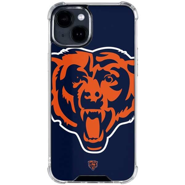 Skinit Clear iPhone 15 Plus Case with Official NFL Chicago Bears Large Logo - Durable Protective Phone Cover for Football Fans | Perfect for Game Day, Work & Everyday Use