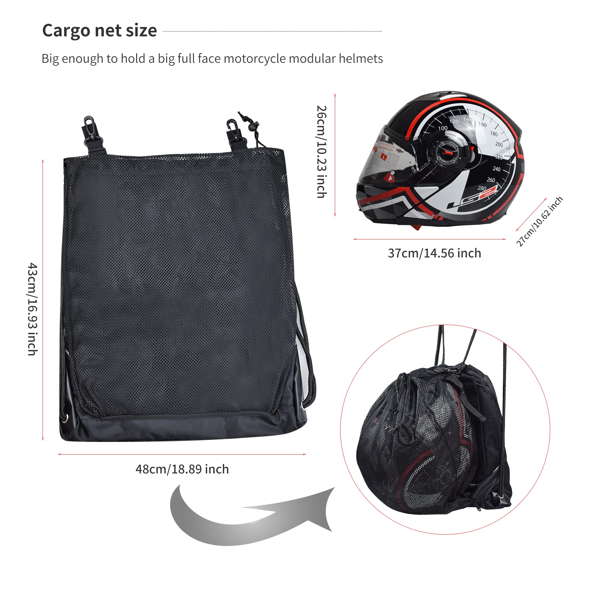 Motorcycle Helmet Backpack Bag - Lightweight Waterproof Storage Tail Bag with Large Cargo Net | Perfect for Commuting, Road Trips & Adventure Riding