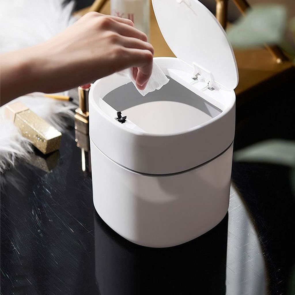 Nordic White Mini Trash Can for Kitchen, Home & Office - Small Desktop Waste Basket for Household Debris, Recycling Bin - Perfect for Countertops, Bathrooms, Bedrooms & Workspaces