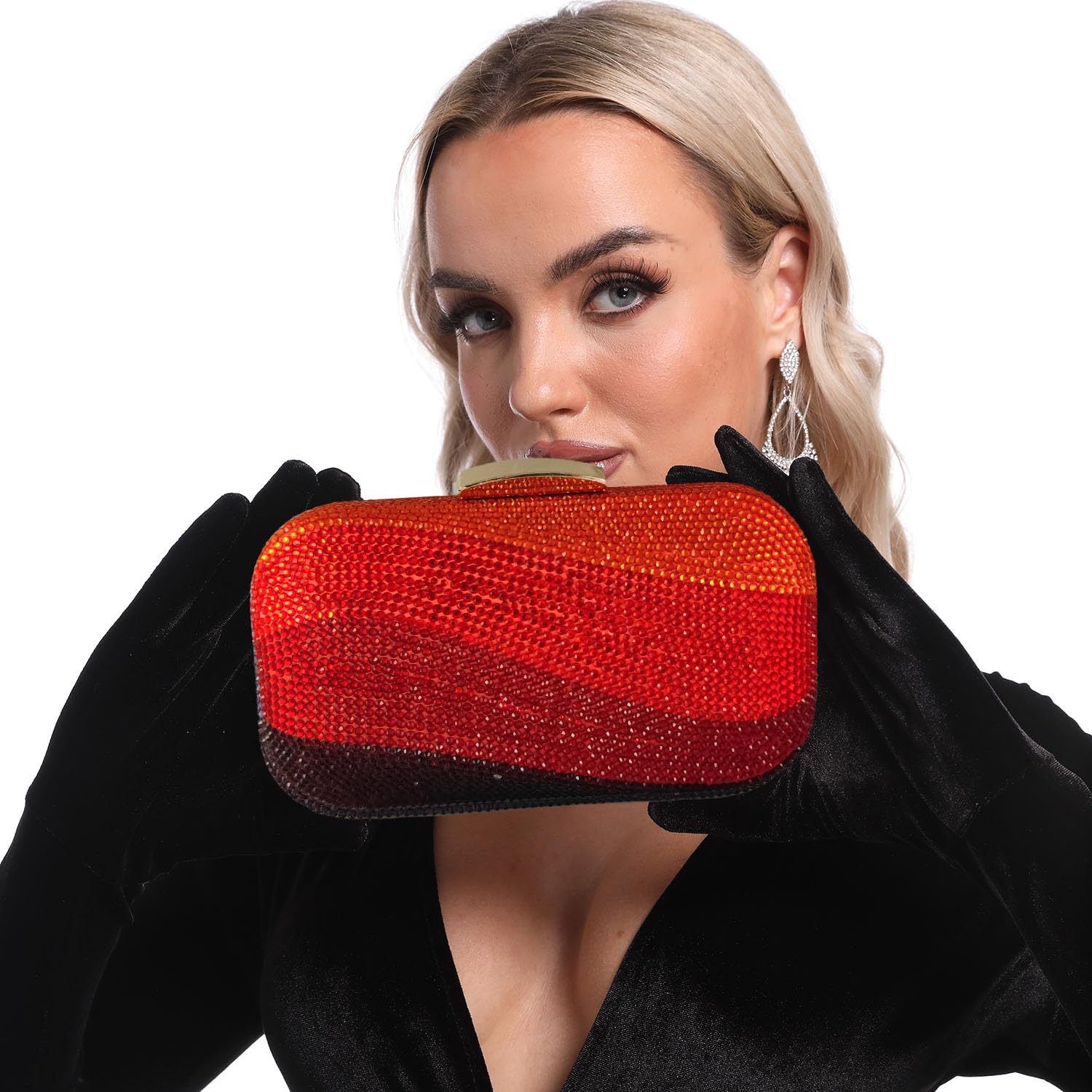 Luxury Crystal Clutch Evening Bag for Women - Rhinestone Wedding Purse with Sea Wave Design, Elegant Party Handbag for Prom, Gala & Special Occasions