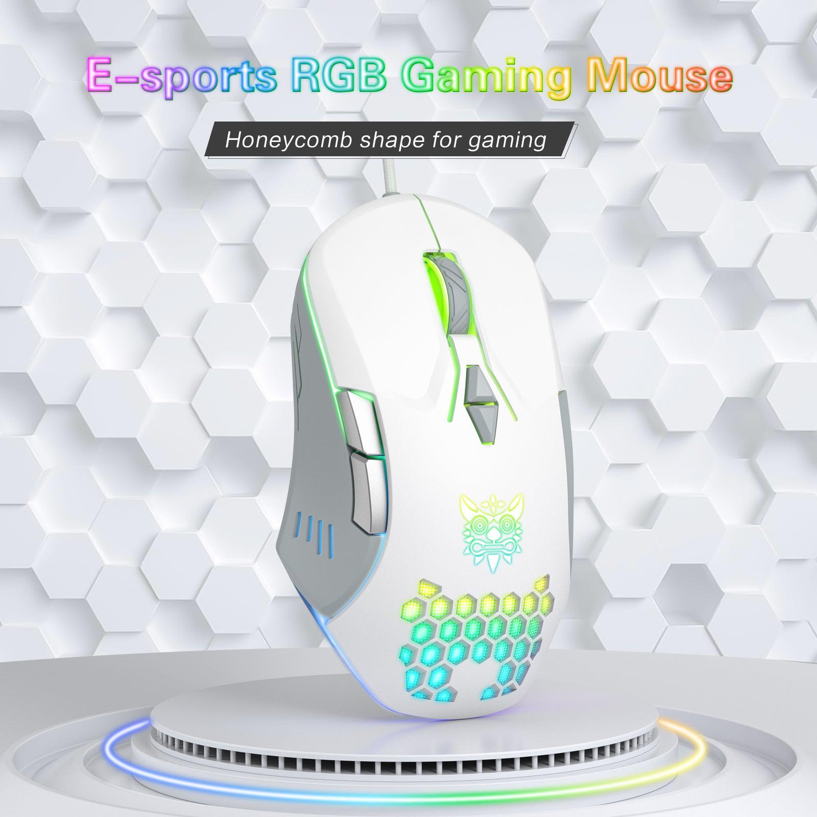 ONIKUMA CW902 Wired Gaming Mouse with 7 RGB LED Backlit Modes, 7200 DPI, Ergonomic Design - Perfect for PC Gaming, Office Work & Streaming Setup