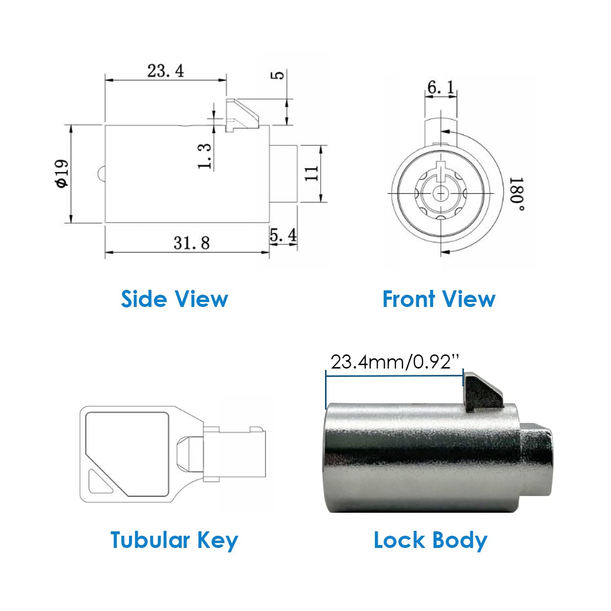 5-Pack Keyed Alike Vending Machine Locks with Tubular Keyway - Secure Pop/Soda Machines, Snack Vending & Arcade Games