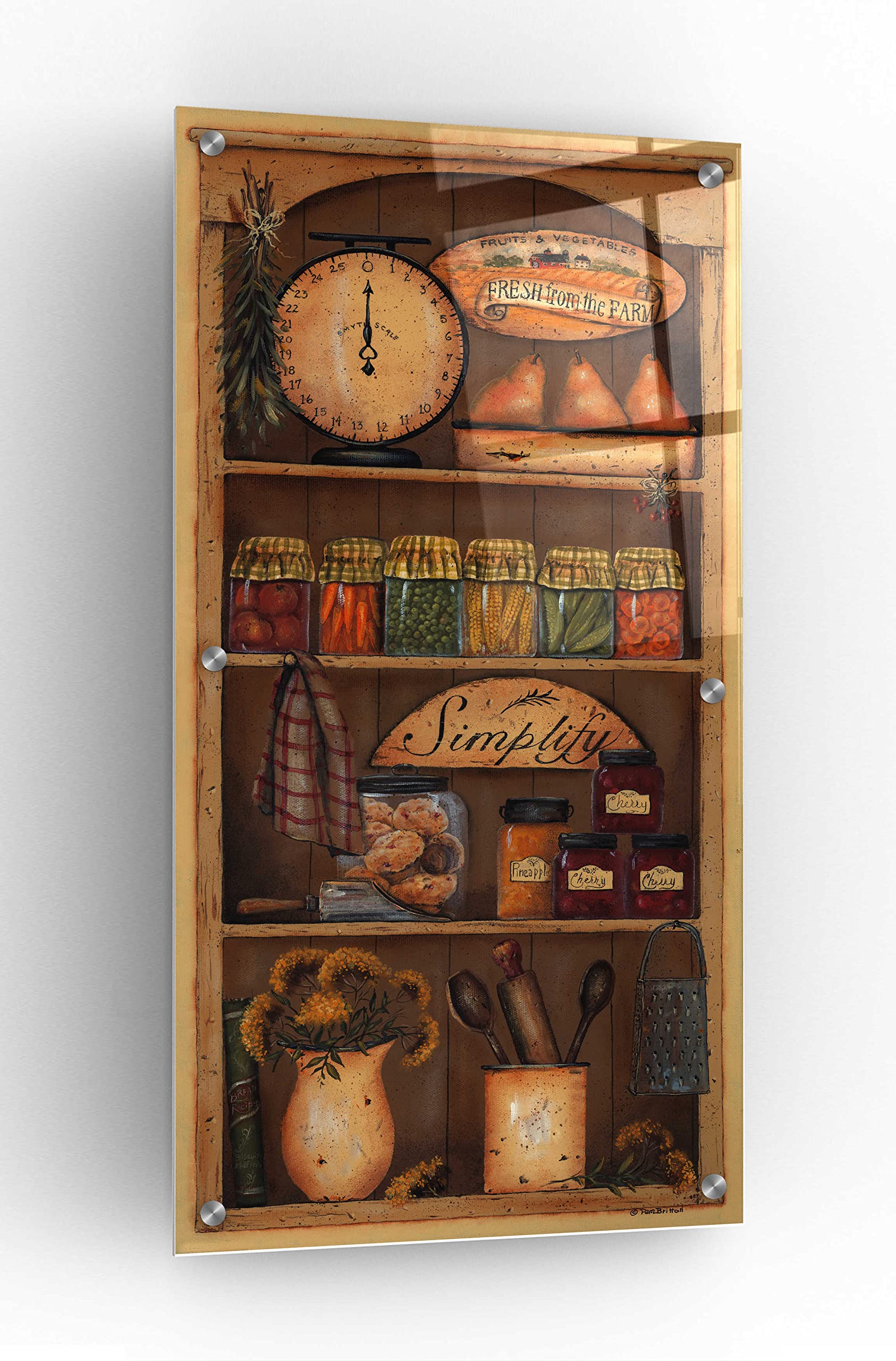 Farmhouse Pantry I by Pam Britton - 24x48 Inch Acrylic Glass Wall Art Decor for Kitchen, Dining Room & Country Style Home