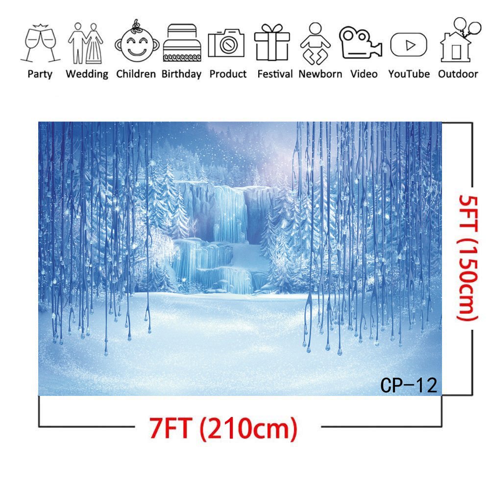 LYWYGG 7x5ft Winter Photography Backdrop - Snowy Ice Crystal Christmas Background for Kids Photo Studio Props | Perfect for Holiday Portraits, Newborn Shoots & Seasonal Decorations