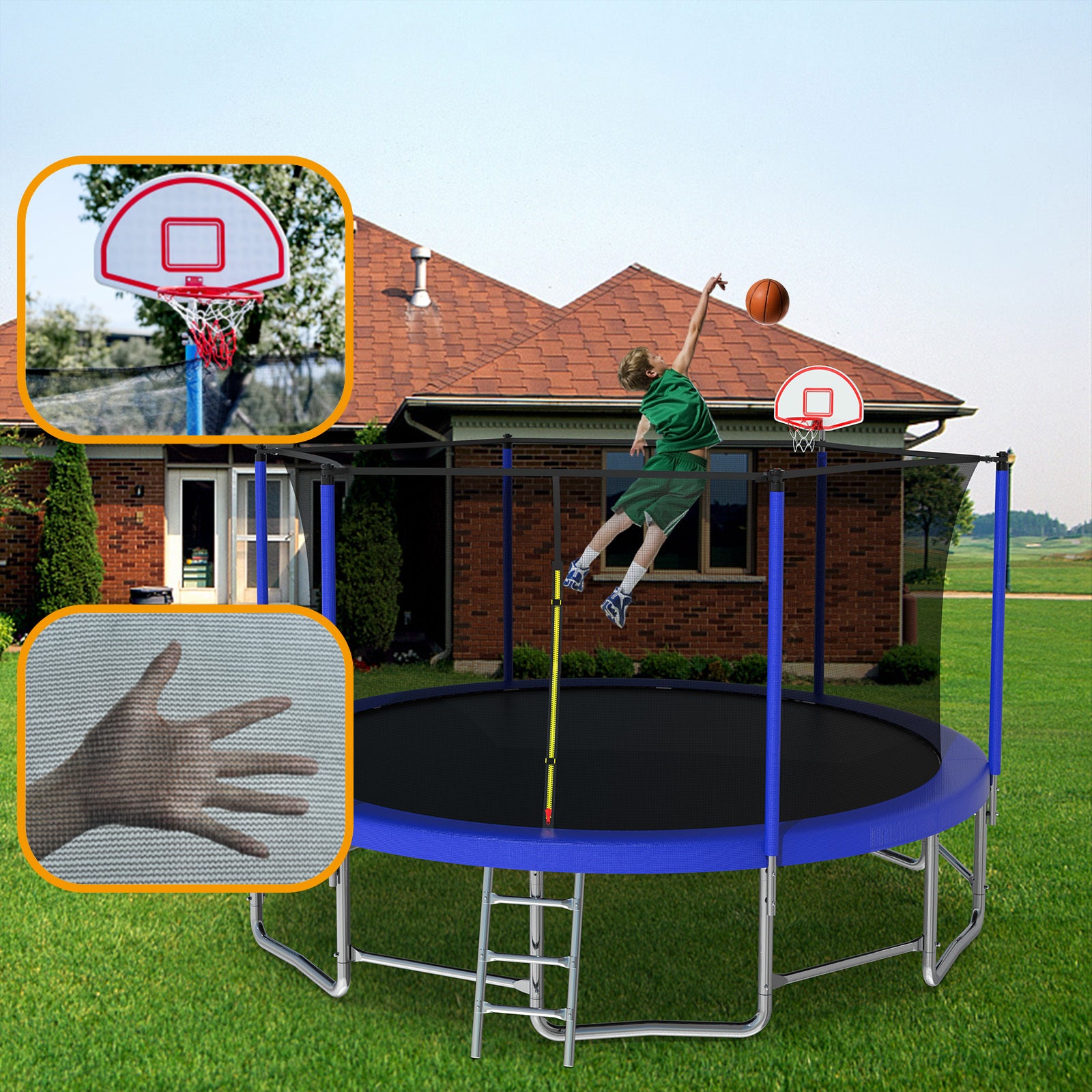 15FT Large Outdoor Trampoline for Kids with Safety Enclosure Net - Perfect for Backyard Play, Exercise & Family Fun