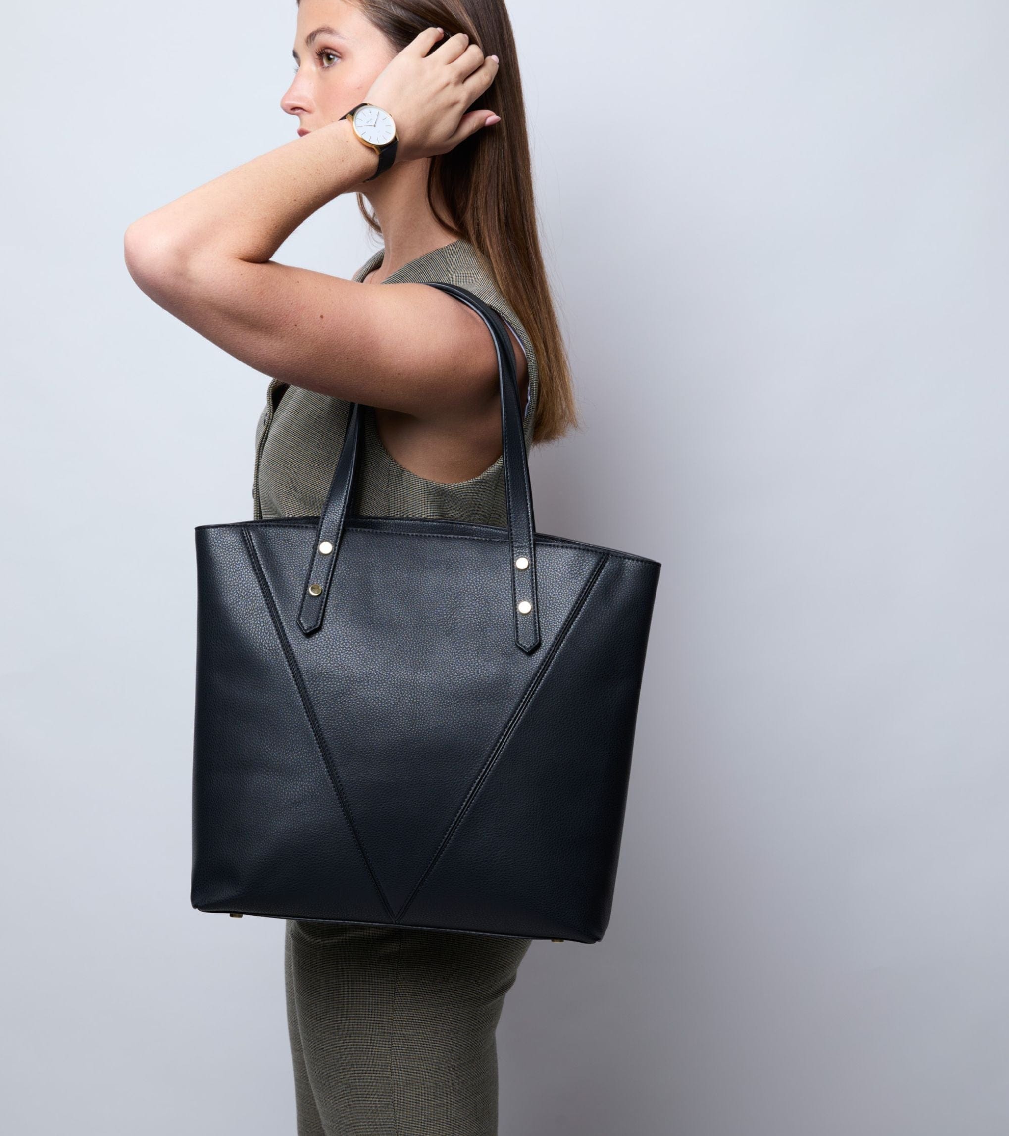 Eco-Friendly Vegan Bamboo Leather Tote Bag for Women | Sustainable Black Handbag | Perfect for Work, Travel & Everyday Use