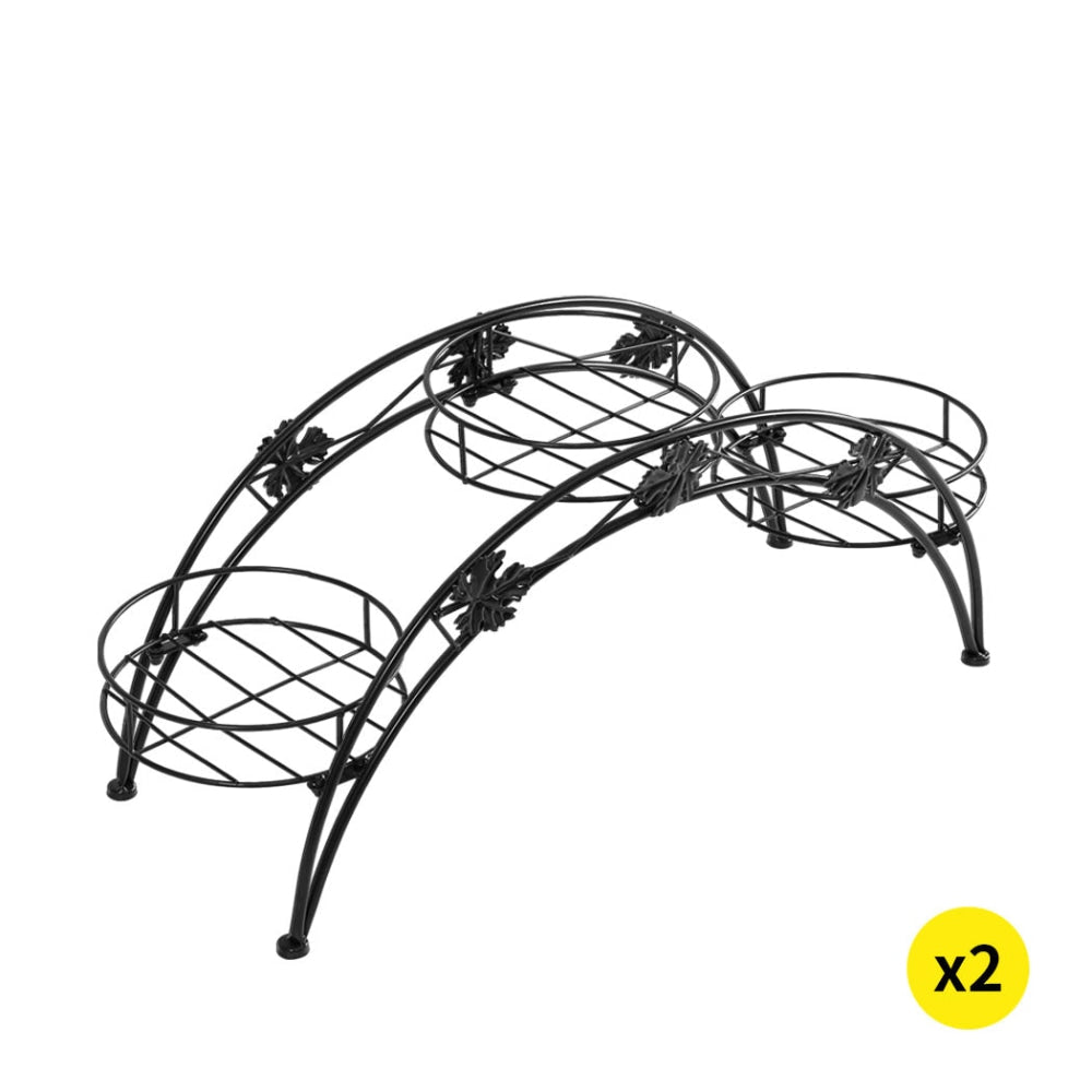 2-Tier Metal Plant Stand for Indoor & Outdoor Use - Black Flower Pot Shelf, Garden Corner Shelves for Home Decor, Patio, Balcony, and Living Room