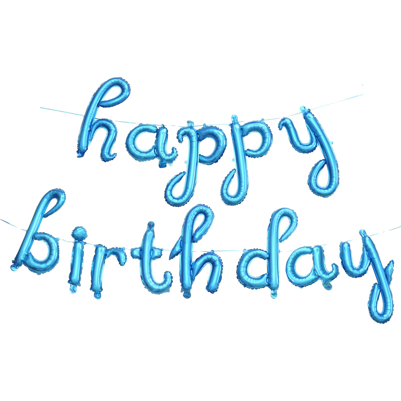 Amosfun Happy Birthday Balloons Set - 36pcs Blue Aluminum Foil Letter Balloons for Baby Shower, Birthday Party Decorations & Supplies - Perfect for Indoor/Outdoor Celebrations, Photo Backdrops & Festive Events