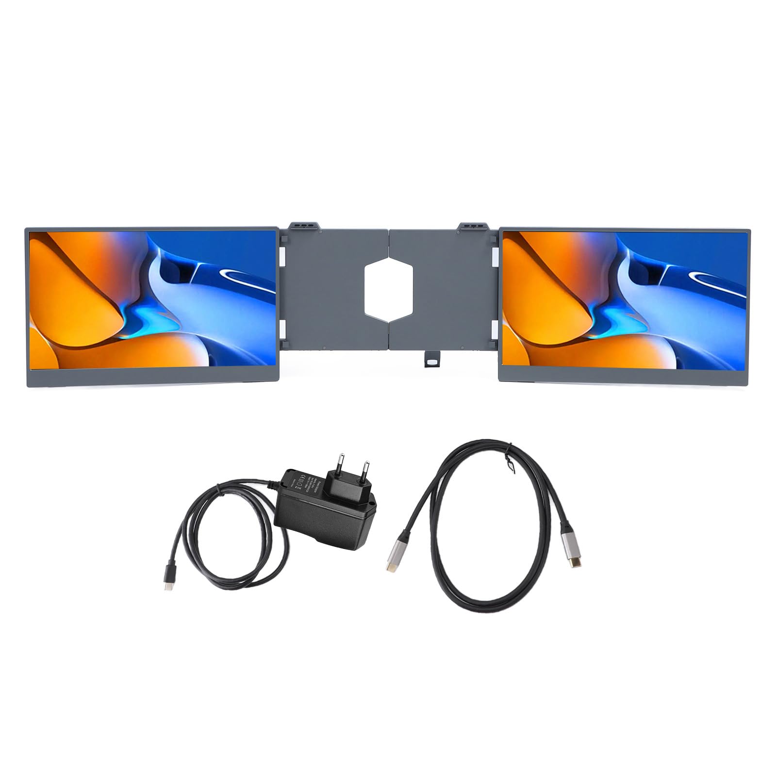 Elprico 15.6 Inch Portable Triple Monitor for Laptop - IPS FHD Display, Plug and Play Laptop Screen Extender - Perfect for Remote Work, Gaming & Multitasking