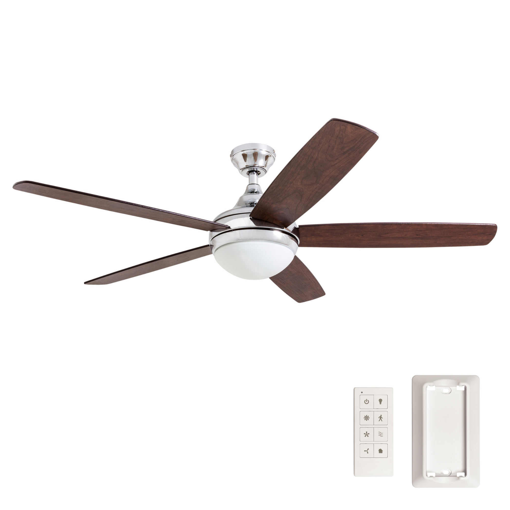 52 Inch Ashby Chrome Ceiling Fan with Remote Control - Modern Indoor Cooling for Living Room, Bedroom & Office