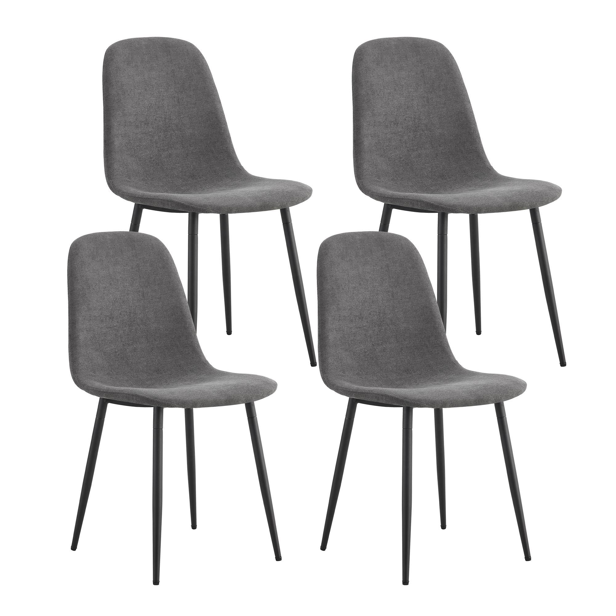 Premium 6-Piece Dark Gray Linen Cotton Dining Chair Set - Comfortable Integrated Seat & Backrest, Modern Home Decor for Kitchen, Dining Room & Office