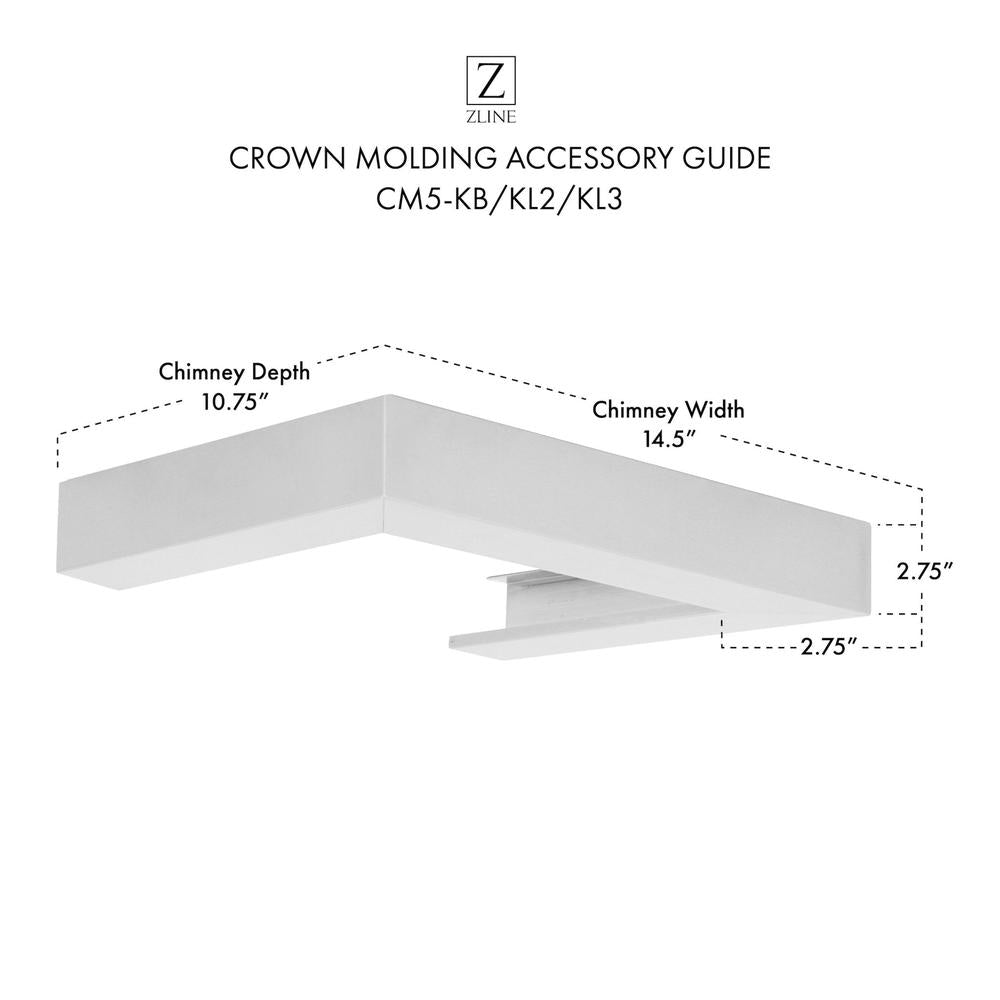 ZLINE CM5 Crown Molding for Wall Range Hood - Premium Kitchen Ventilation Trim (Fits KB/KL2/KL3 Models) - Perfect for Modern Kitchen Renovations & Luxury Home Upgrades
