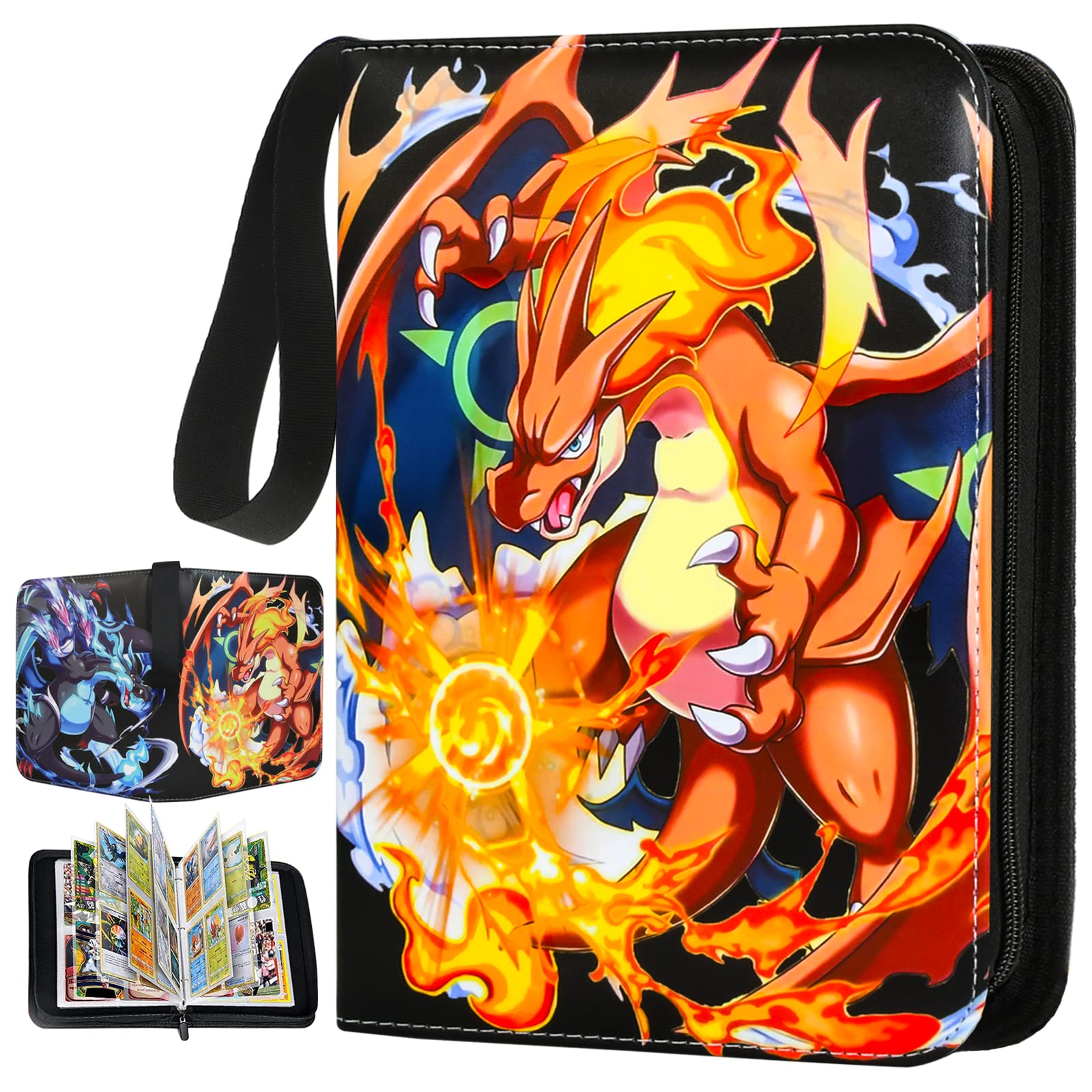 Premium 4-Pocket Pokemon Card Binder - Holds 400 Trading Cards with 50 Removable Sleeves | TCG Collection Organizer for Pokemon, Yu-Gi-Oh & MTG | Perfect for Card Storage, Trading & Gaming Tournaments