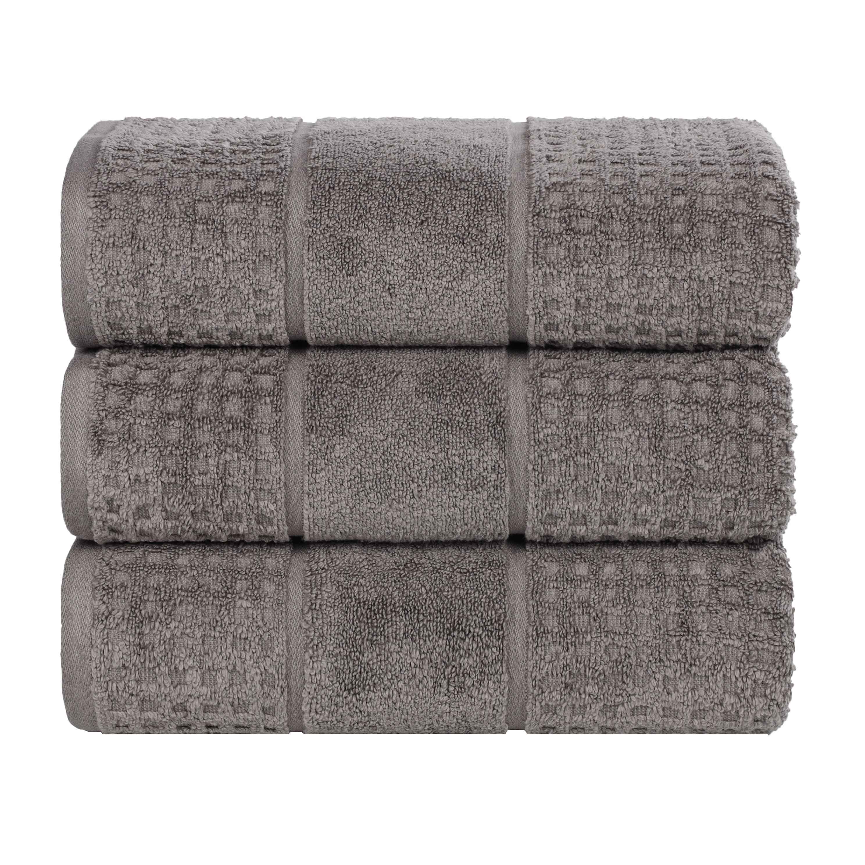 Premium Zero Twist Cotton Waffle Bath Towels - Ultra Soft & Absorbent Honeycomb Weave - Set of 3 for Spa, Bathroom & Beach Use