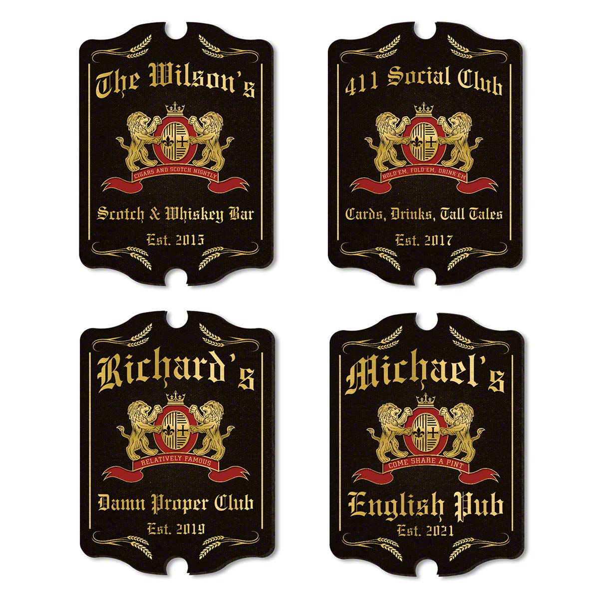 HomeWetBar English Pub Bar Sign - Classic Black British Pub Decor for Home Bars, Man Caves & Game Rooms - Perfect for Home Decor & Themed Parties