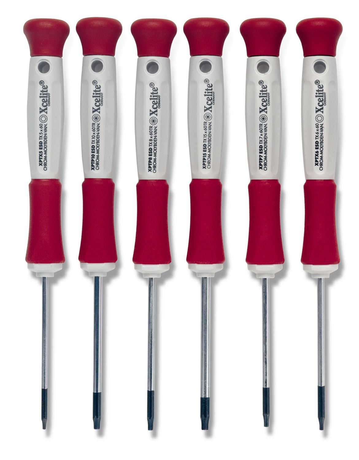 Xcelite XPTX600 Precision Torx Screwdriver Set - 6-Piece ESD Safe Chromium Molybdenum Steel Tools with Storage Case | Ideal for Electronics Repair, Computer Maintenance & DIY Projects