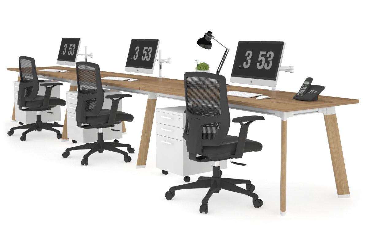 3-Person Office Workstation with Switch - 1400L x 700W Dimensions - Perfect for Collaborative Workspaces & Team Projects