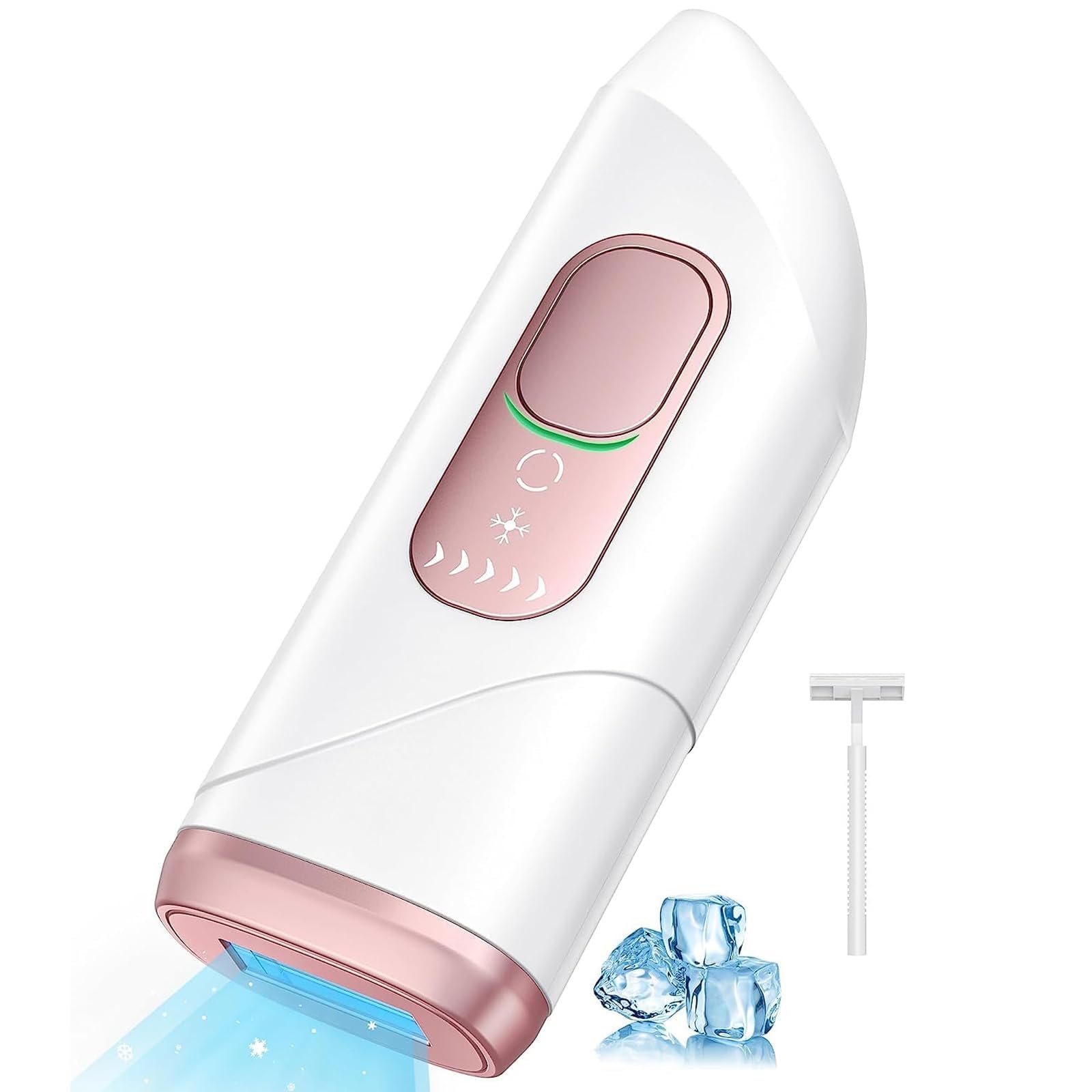 Professional IPL Laser Hair Removal Device for Women - 999,999 Flashes, Painless & Effective for Face, Legs, Arms & Whole Body (White-Rose Gold) | At-Home Hair Removal Solution for Smooth Skin
