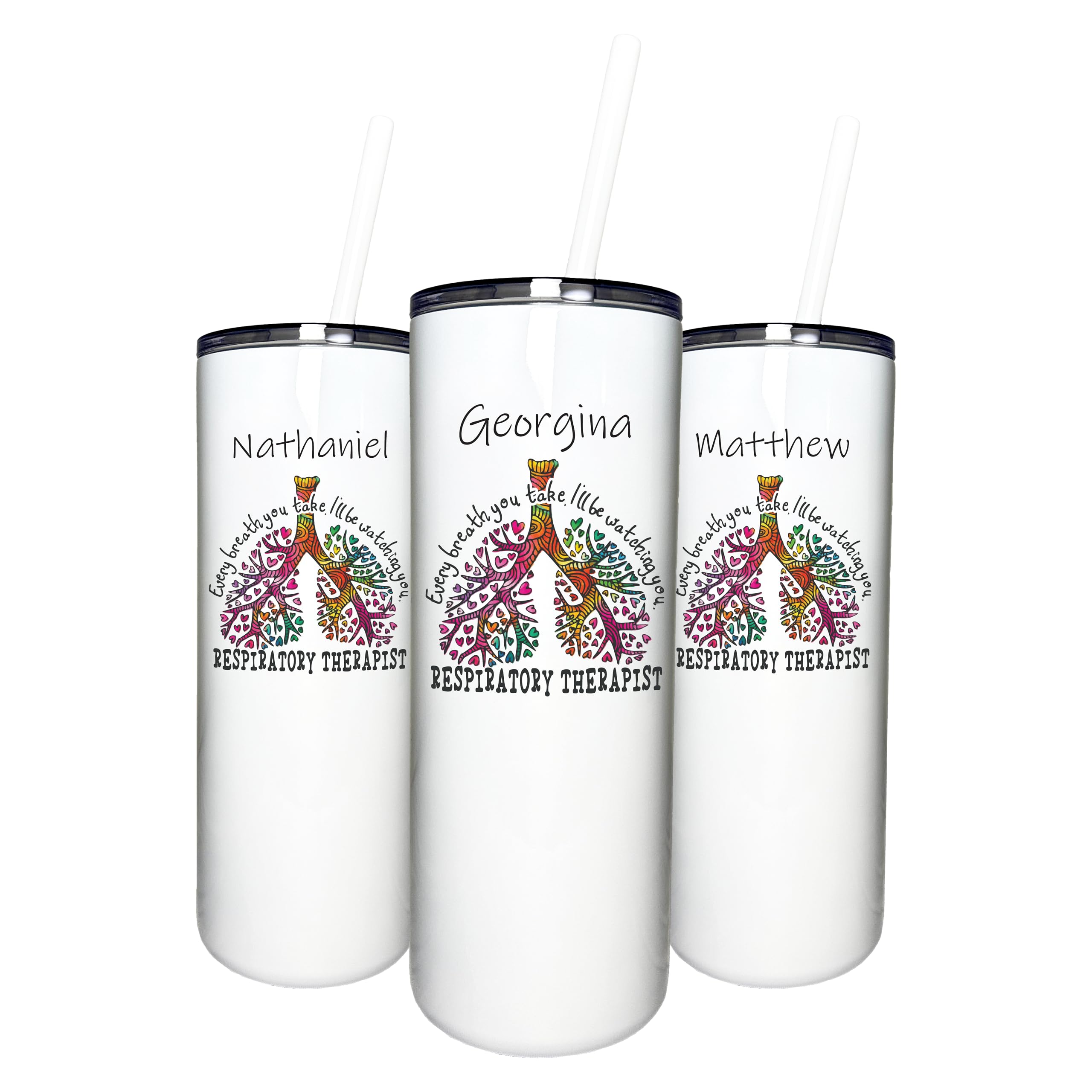 AVITO Personalized Respiratory Therapist Tumbler - 18oz Vacuum Insulated Stainless Steel Cup with Leak-Proof Lid & Straw - Perfect Gift for Medical Professionals, Nurses & Healthcare Workers
