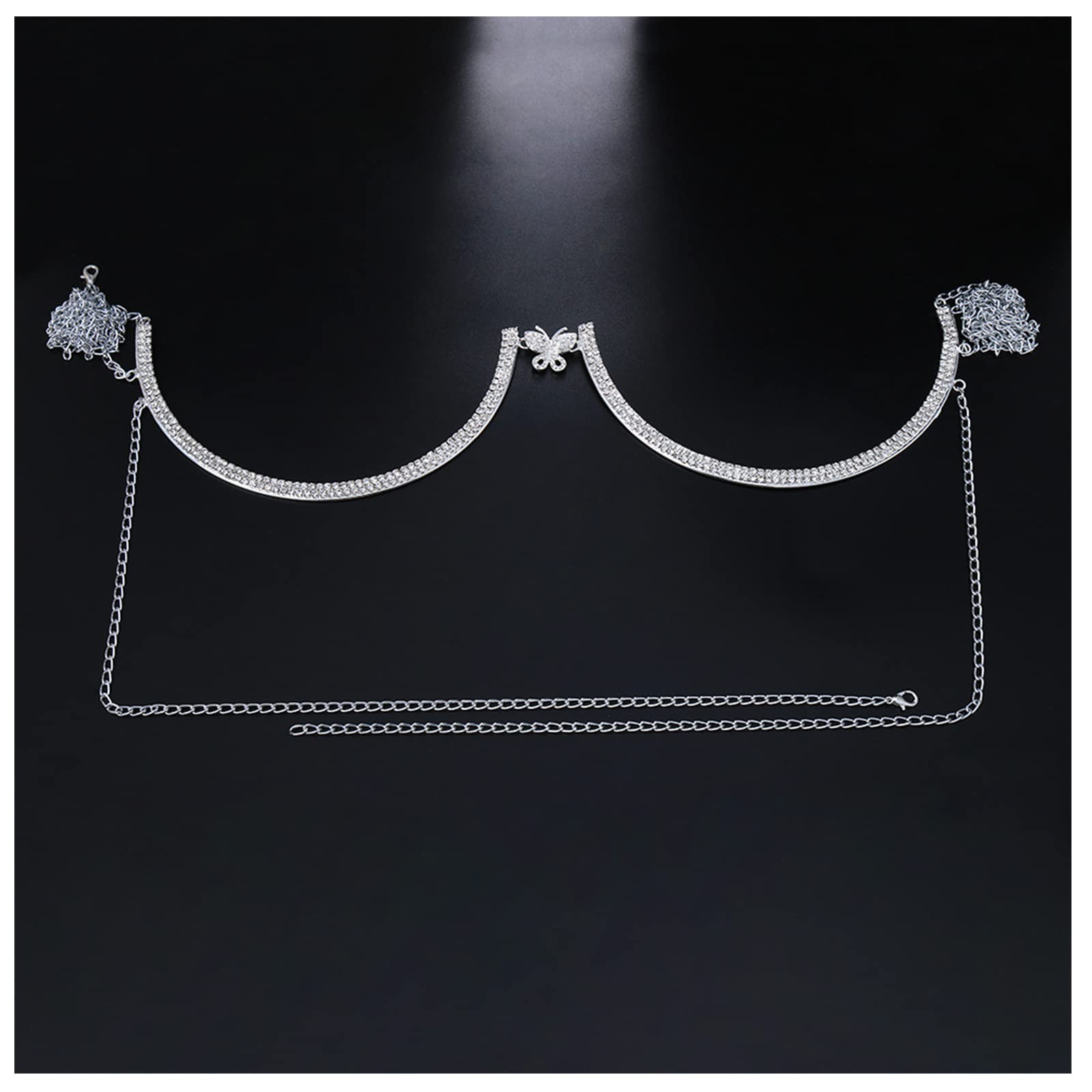 Sparkling Rhinestone Bra Chain - Elegant Crystal Body Jewelry with Butterfly Design for Women | Perfect for Bikini, Beach Parties & Festival Accessories