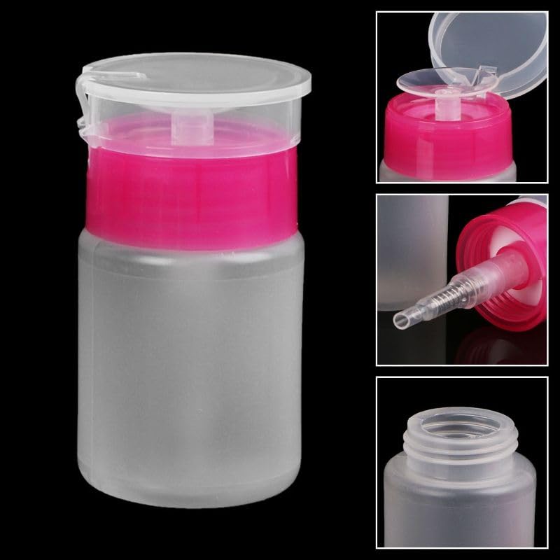 Ayushicreationa 60ml Pump Dispenser Bottle - Empty Plastic Liquid Container with Flip Top Cap for Nail Polish Remover, Cosmetic Lotion, Face Toner | Travel-Friendly Nail Art Tool & Beauty Product Storage Solution