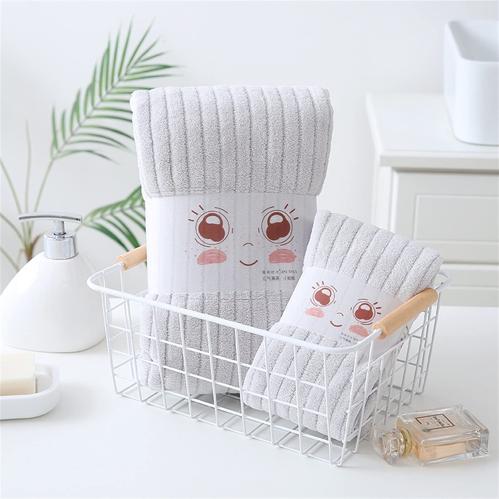 CNCDNALK 2-Pack Super Absorbent Microfiber Hair Towels & Bath Towel Set (14''x30'' + 28''x55'', Grey) - Quick Dry for Shower, Swimwear, Spa & Beach Use