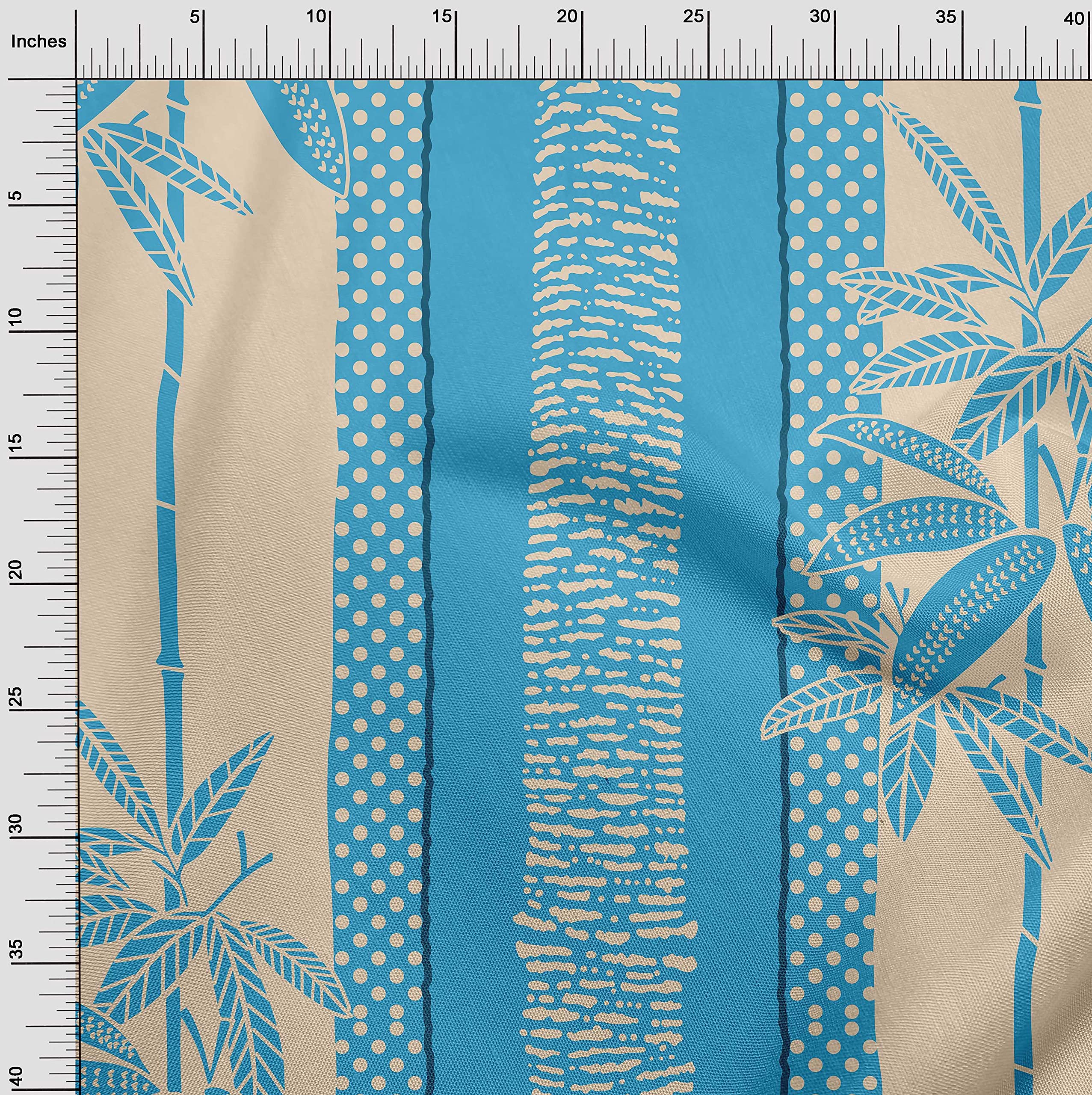 oneOone Cotton Flex Sky Blue Tropical Print Fabric - 40 Inch Wide by The Yard for DIY Sewing, Quilting & Home Decor Projects | Soft, Durable Material for Clothing, Curtains & Crafting