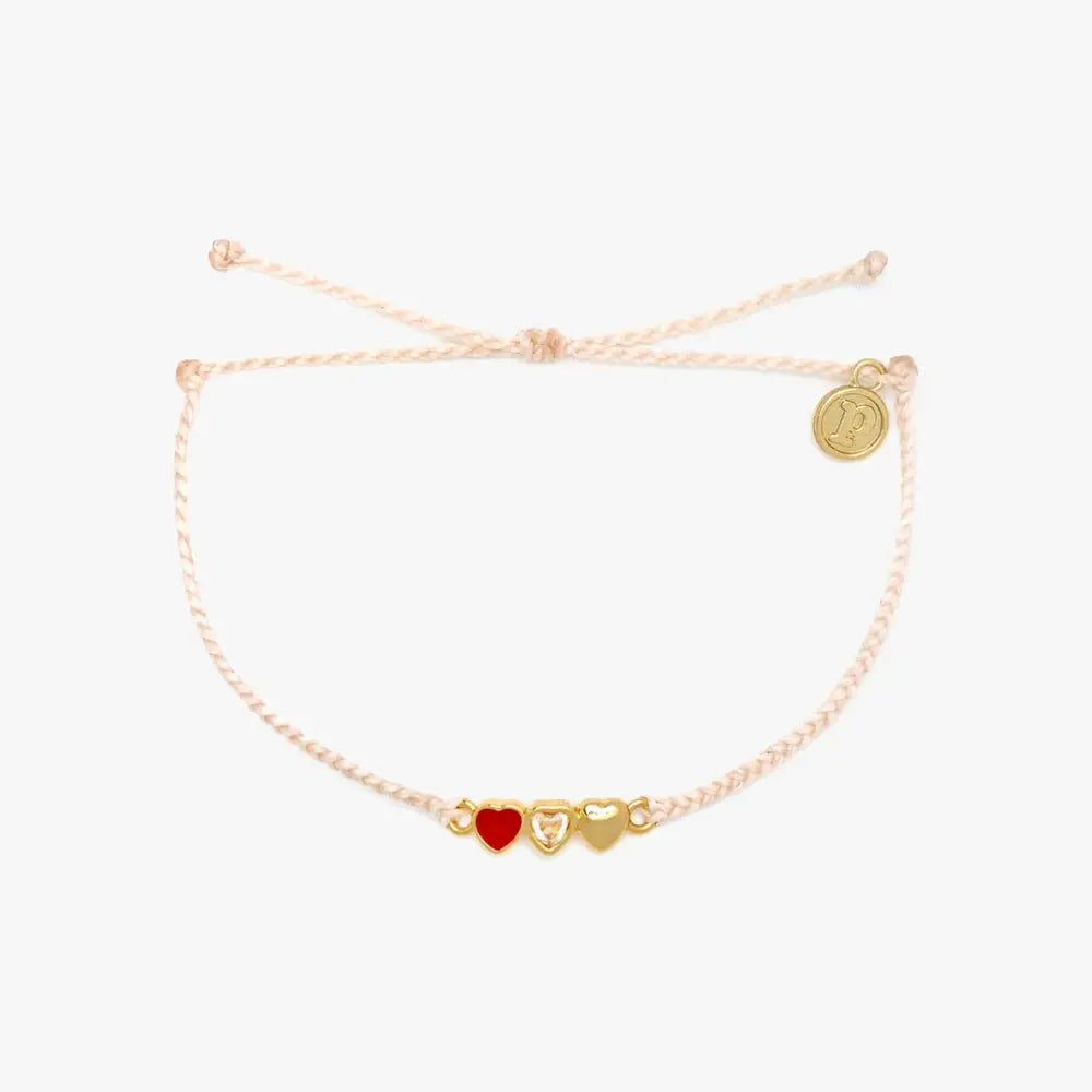 Red Cross Three Hearts Gold Plated Bracelet for Women - Elegant Gift for Valentine's Day, Anniversary & Special Occasions